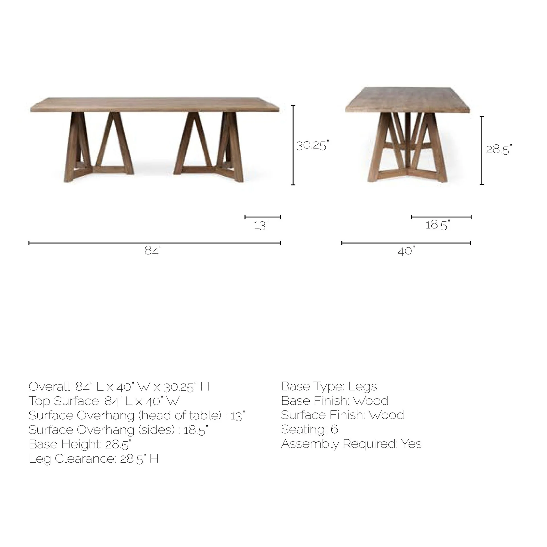 Rectangular Brown Solid Wood Top & Base Dining Table By Homeroots - Image 8