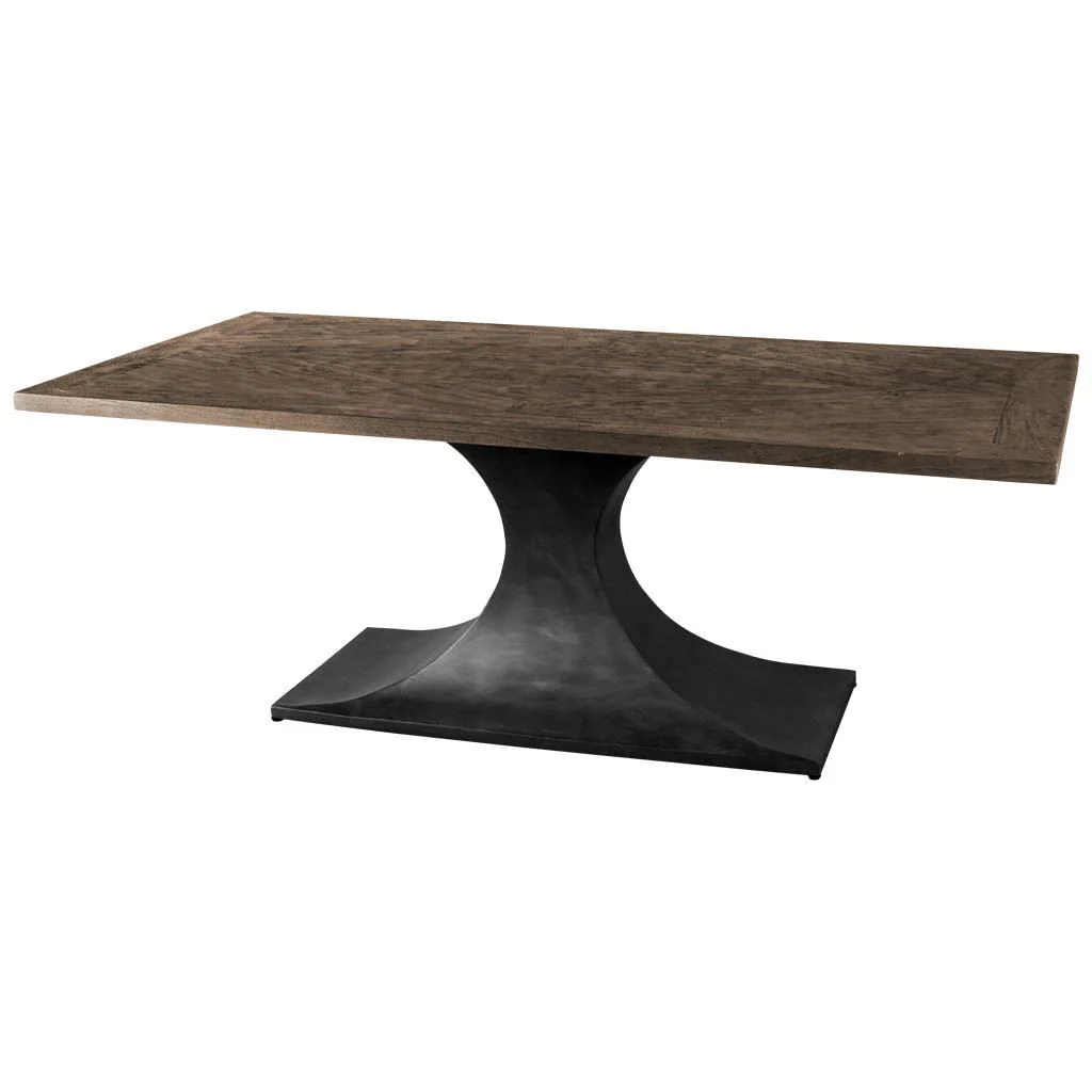 Rectangular Brown Solid Wood Top With Black Metal Base Dining Table By Homeroots - 380462 - Image 2
