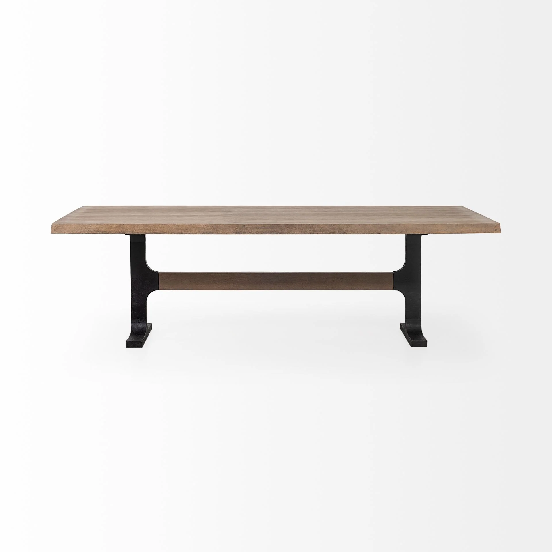 Rectangular Brown Solid Wood Top With Black Metal Base Dining Table By Homeroots - 380482 - Image 3