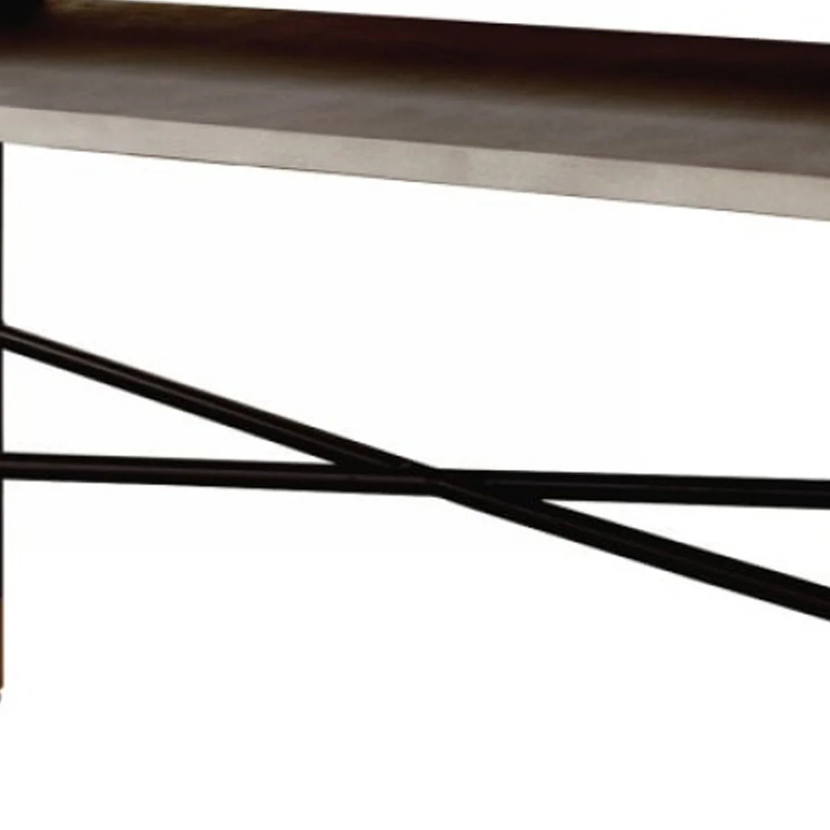 Rectangular Console Table with Concrete Top and  Metal Base, Gray and Black - BM219316 By Benzara - Image 2