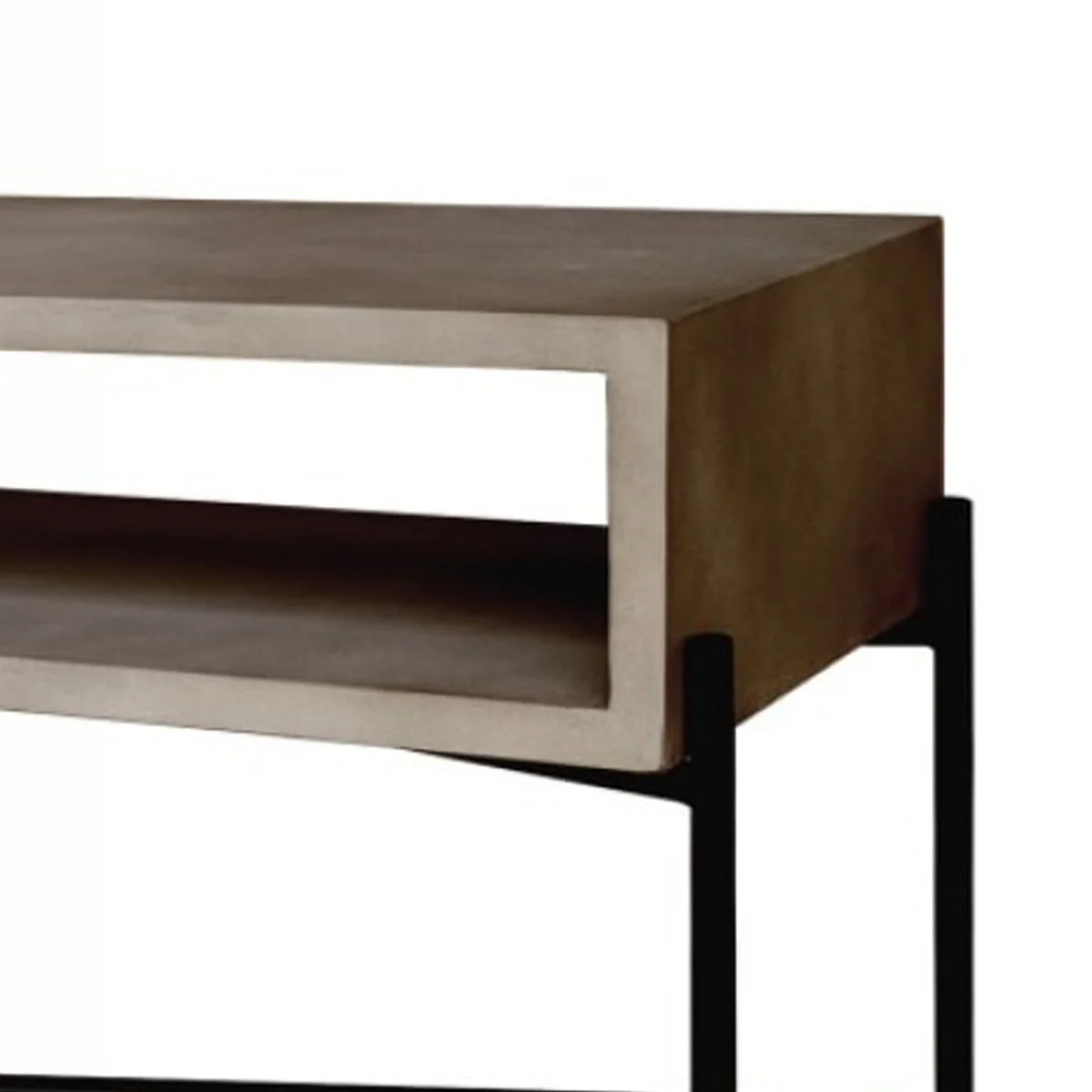 Rectangular Console Table with Concrete Top and  Metal Base, Gray and Black - BM219316 By Benzara - Image 4