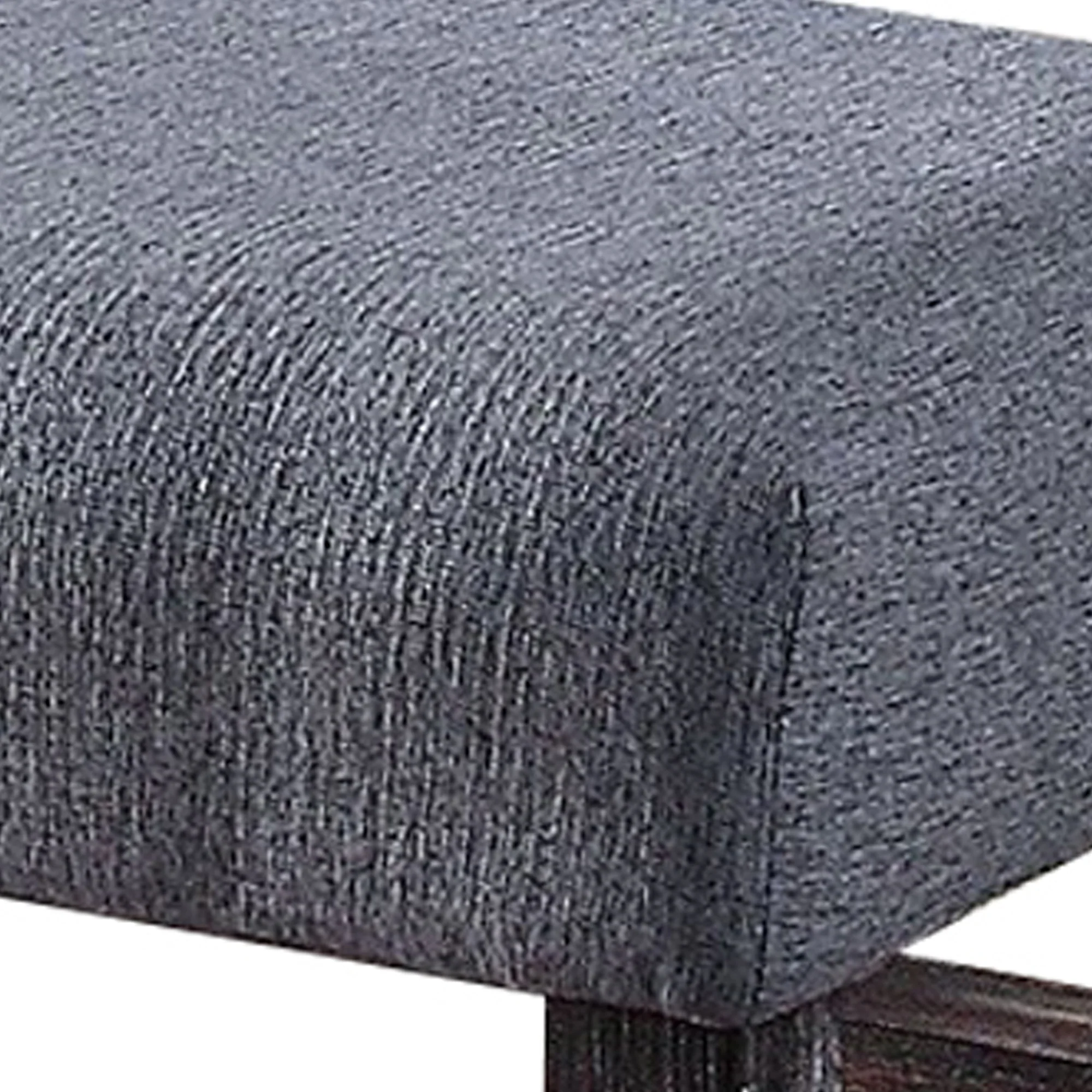 Rectangular Fabric Counter Height Bench With Padded Seat, Brown And Blue By Benzara - Image 3