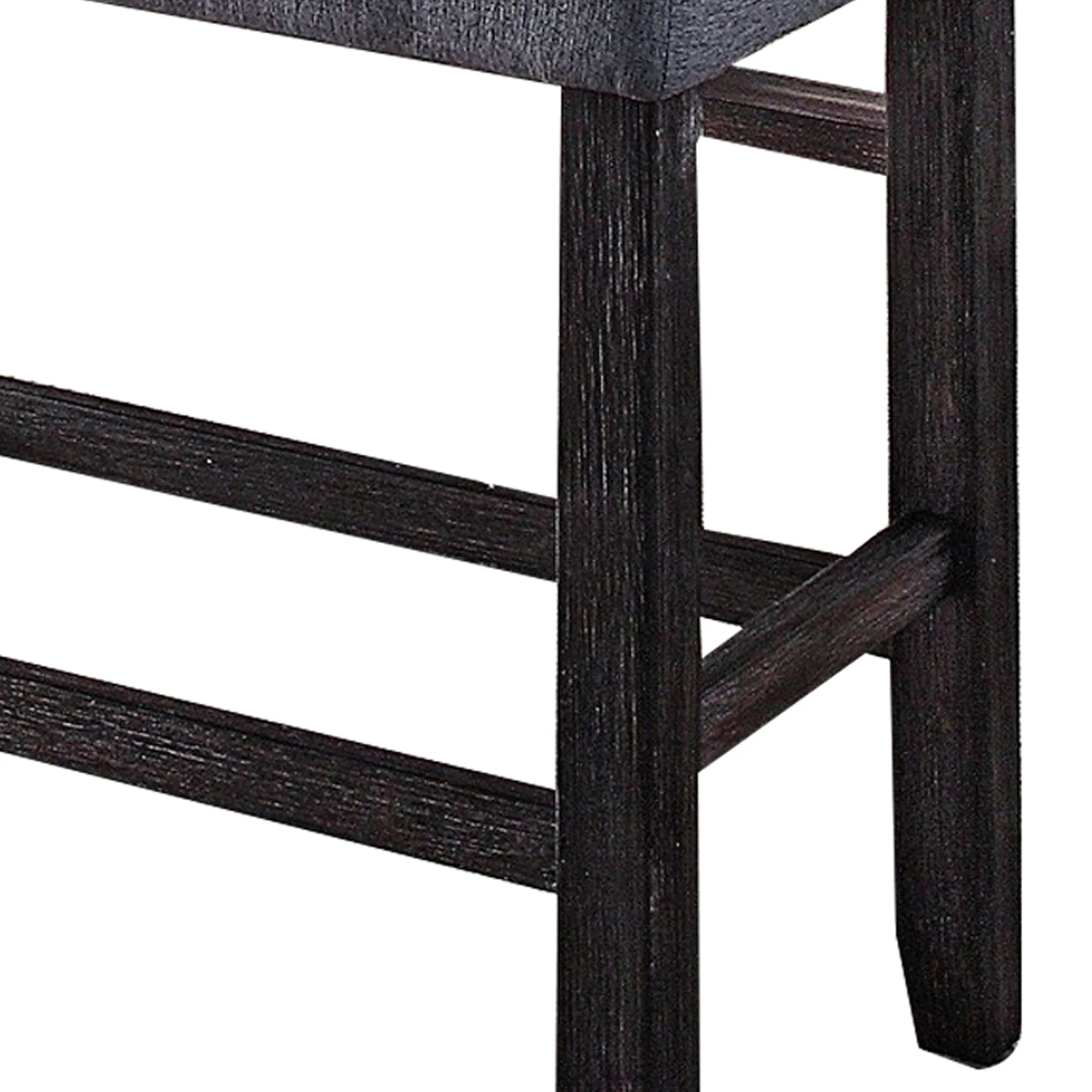 Rectangular Fabric Counter Height Bench With Padded Seat, Brown And Blue By Benzara - Image 4