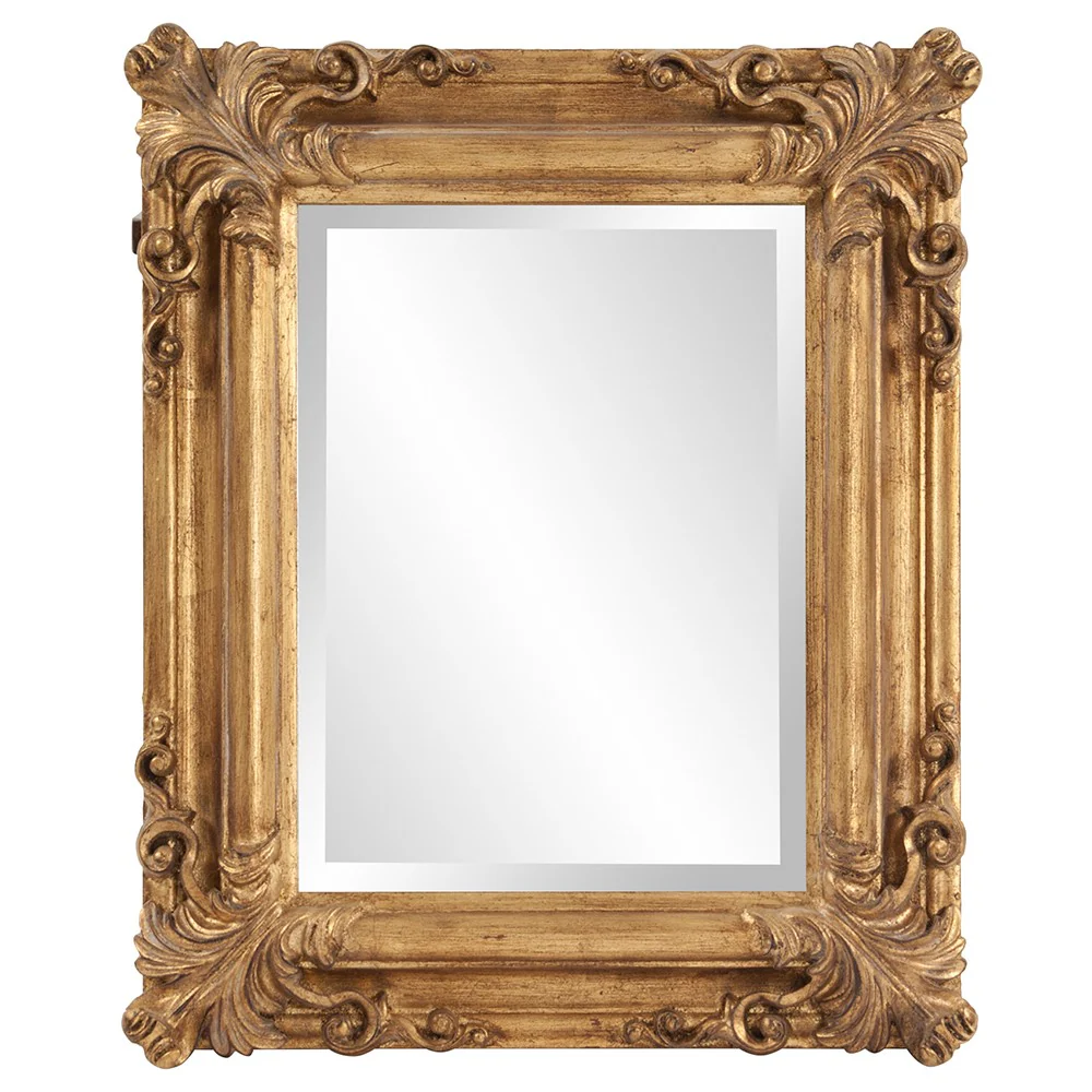 Rectangular Gold Leaf Mirror with Scrolling Flourish By Homeroots - Image 2
