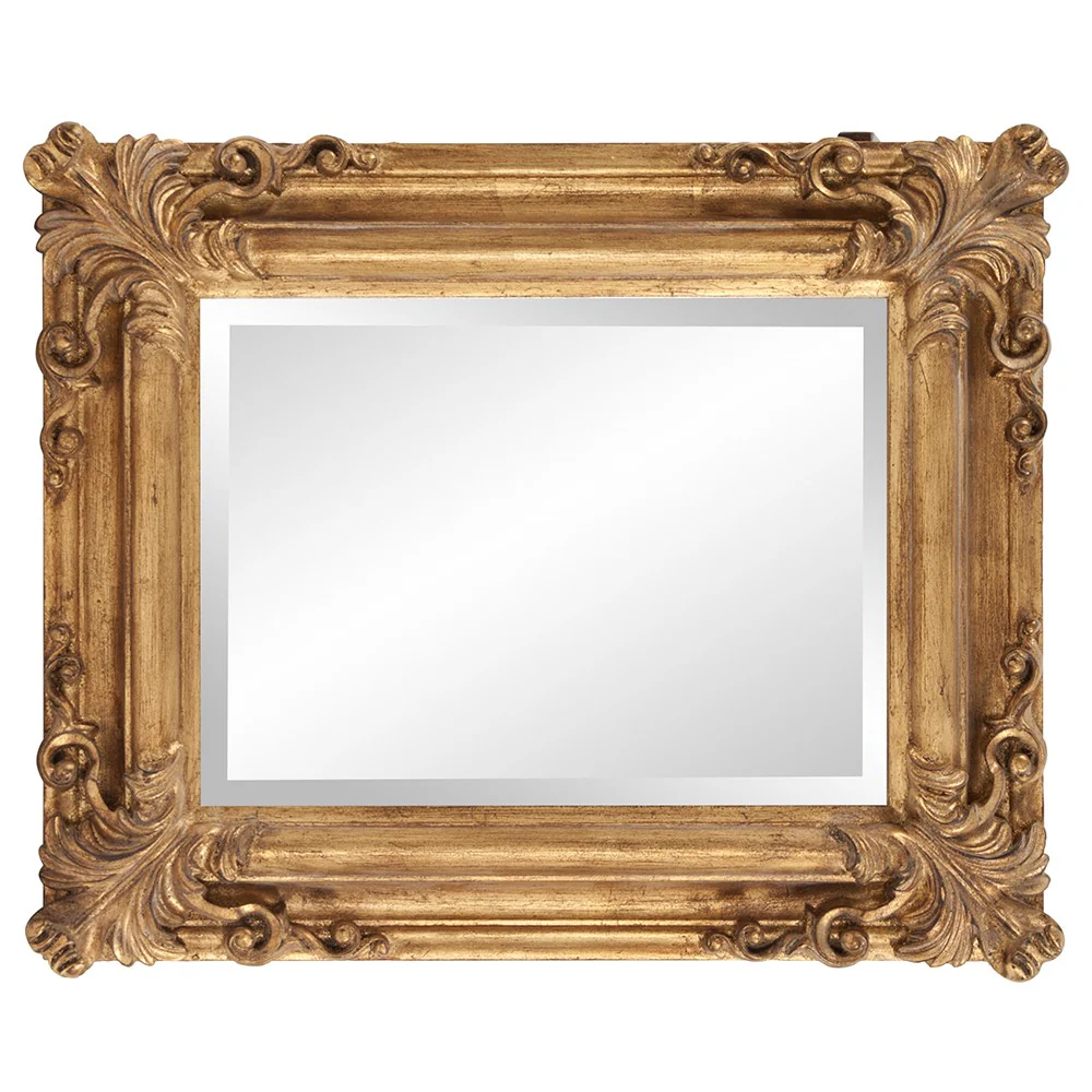 Rectangular Gold Leaf Mirror with Scrolling Flourish By Homeroots - Image 3