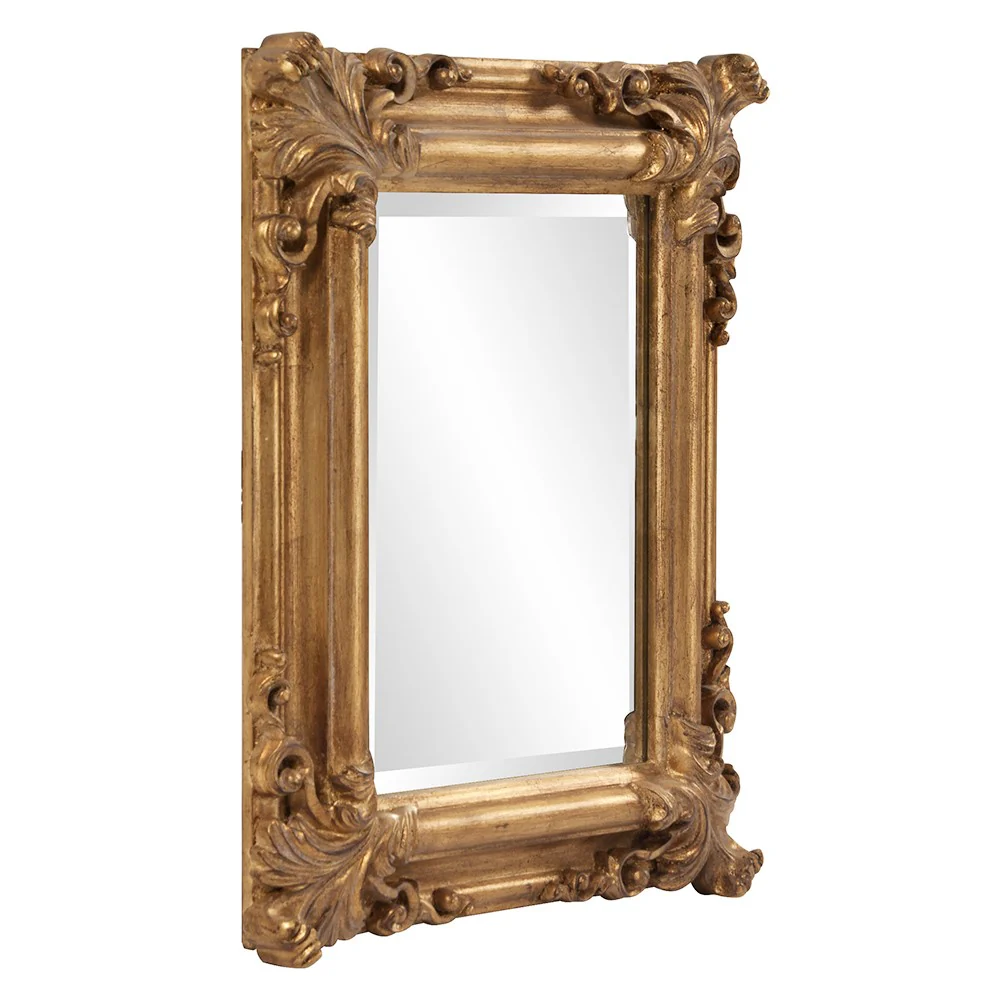 Rectangular Gold Leaf Mirror with Scrolling Flourish By Homeroots - Image 4