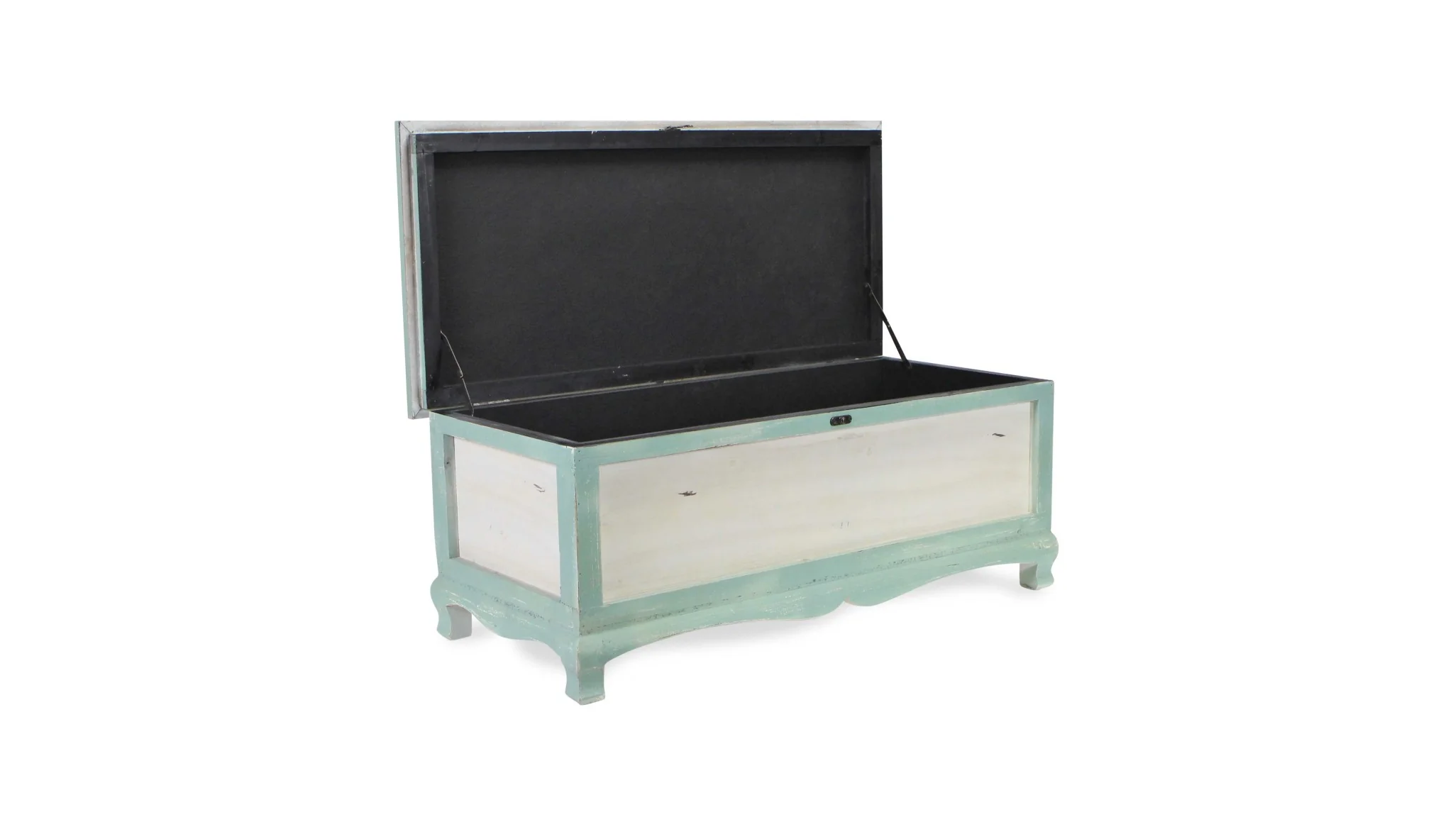 Rectangular Green Wooden with seat Cushion and inside Storage Bench By Homeroots - Image 4