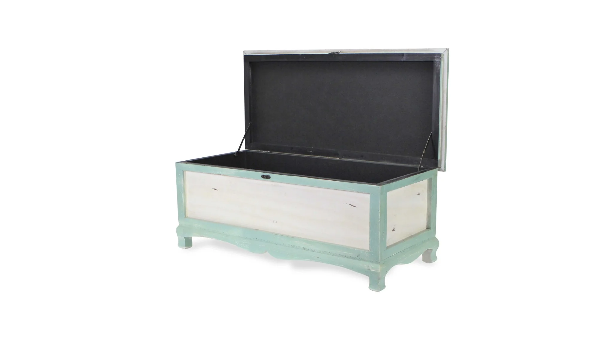 Rectangular Green Wooden with seat Cushion and inside Storage Bench By Homeroots - Image 5