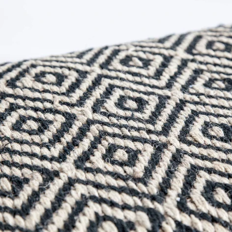 Rectangular Indian Mango Wood Black Base W White Woven Cushion Top Accent Bench By Homeroots - Image 2