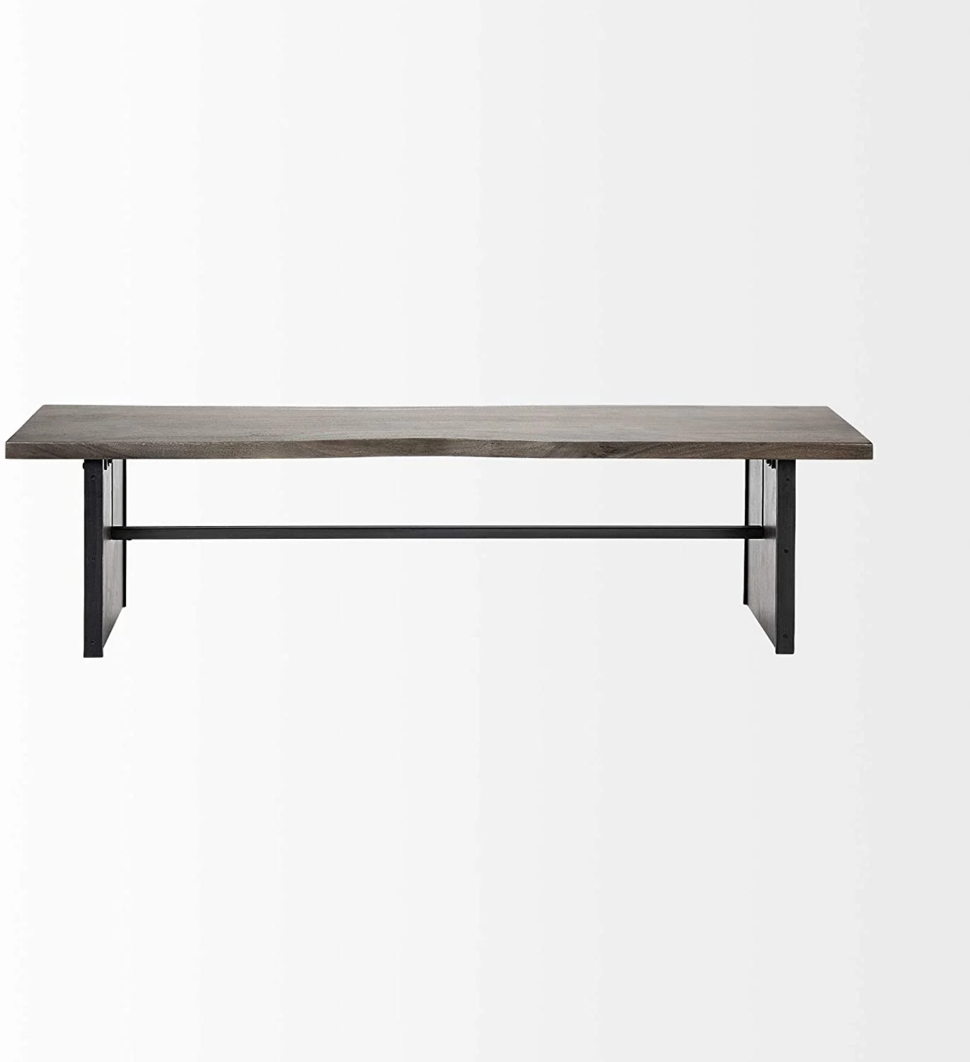 Rectangular Indian Mango WoodBrown Tone Finish W Metal Cladding On The Base Dining Bench By Homeroots - Image 2