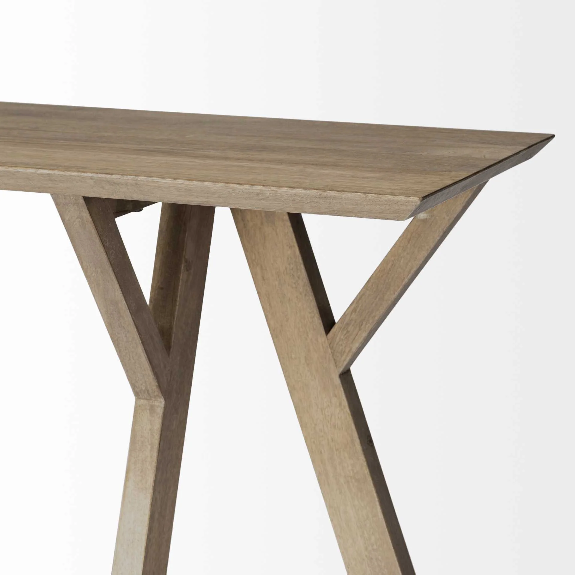 Rectangular Light Brown Mango Wood Finish Console Table With Geometrically Wooden Frame And Base By Homeroots - Image 5