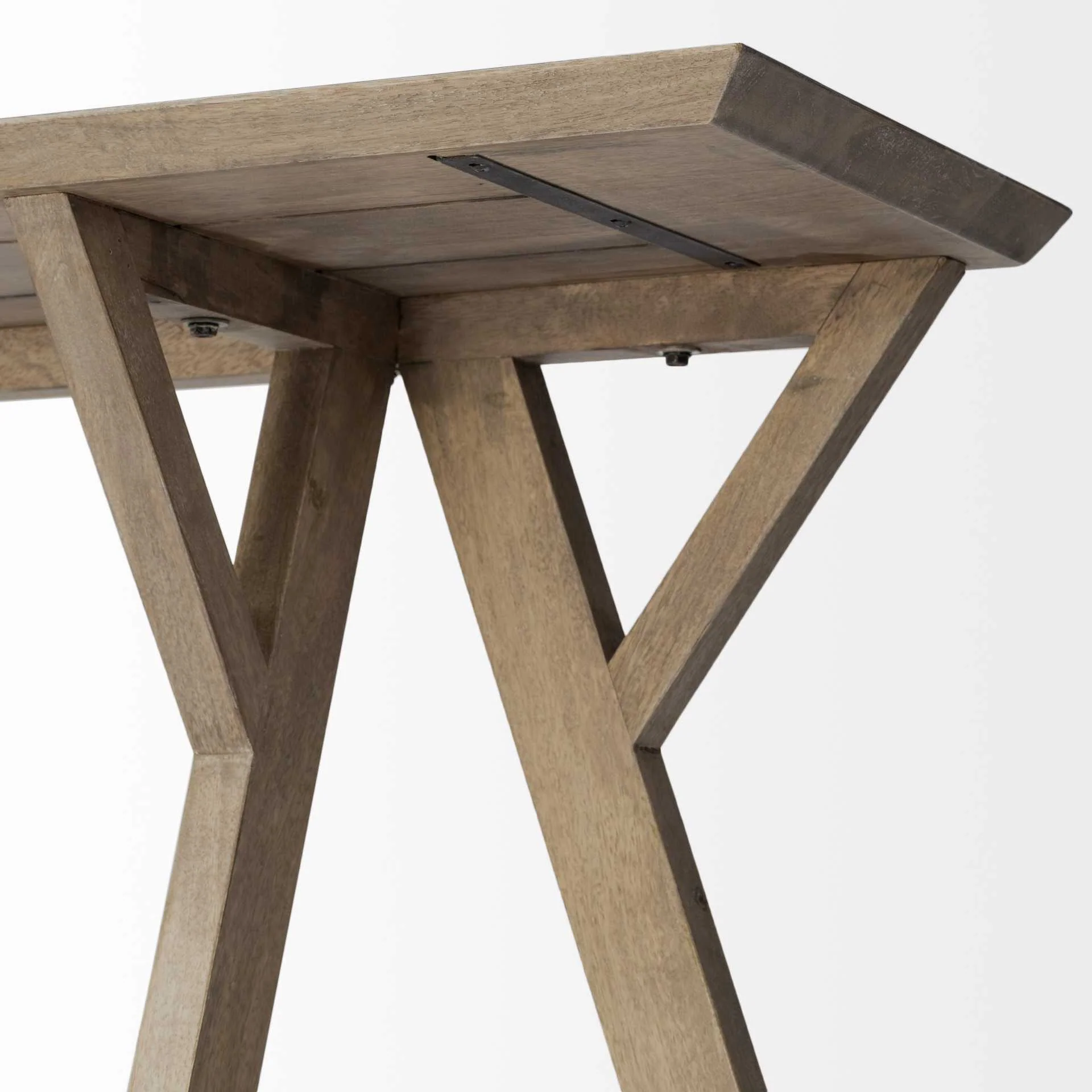 Rectangular Light Brown Mango Wood Finish Console Table With Geometrically Wooden Frame And Base By Homeroots - Image 6