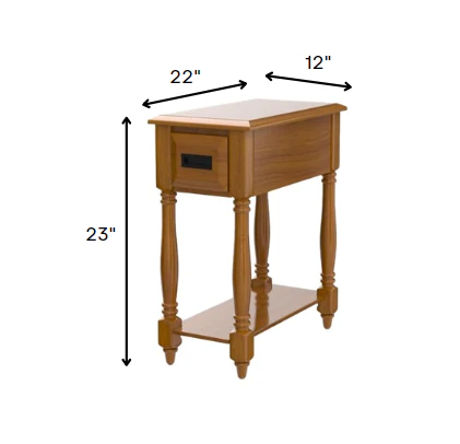 Rectangular Light Oak Finish Wood Side Table By Homeroots - Image 2