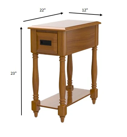Rectangular Light Oak Finish Wood Side Table By Homeroots - Image 3