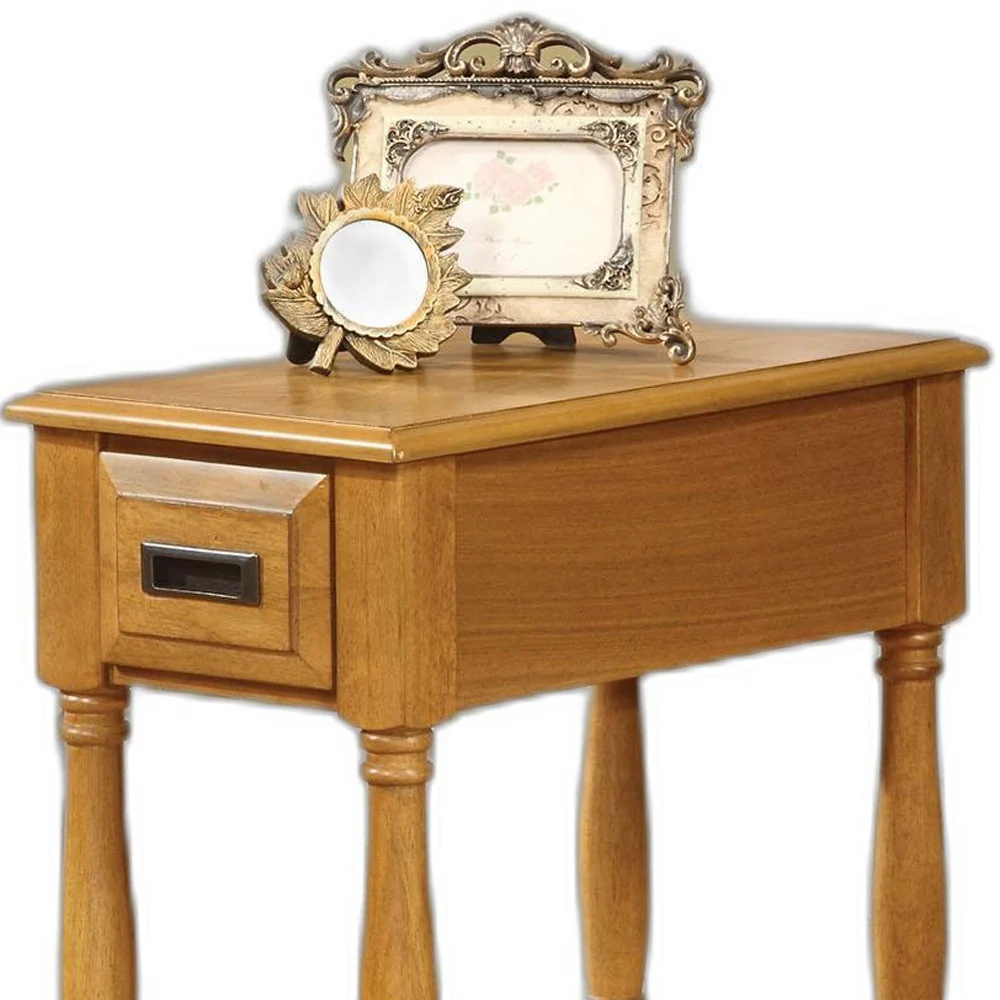 Rectangular Light Oak Finish Wood Side Table By Homeroots - Image 5
