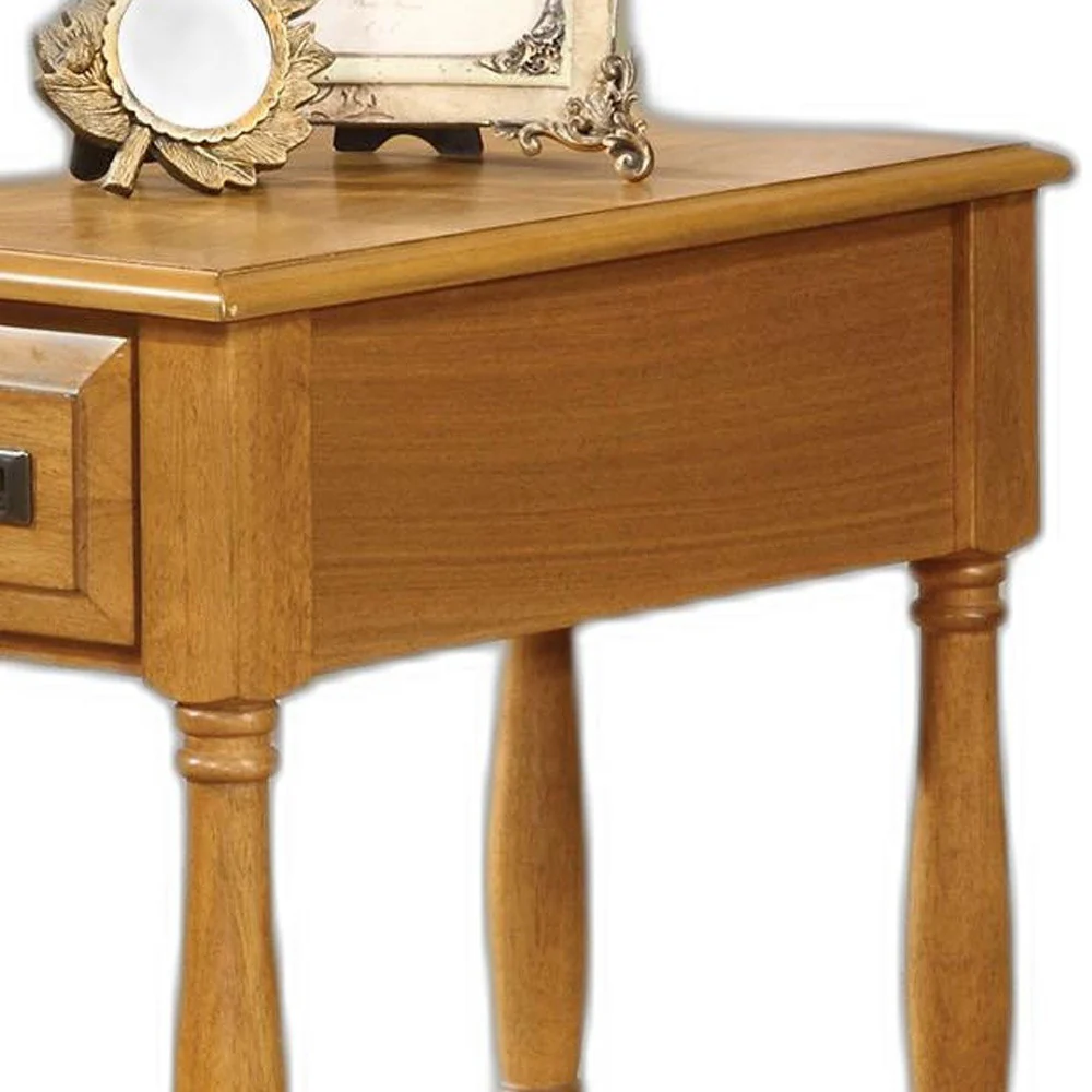 Rectangular Light Oak Finish Wood Side Table By Homeroots - Image 6