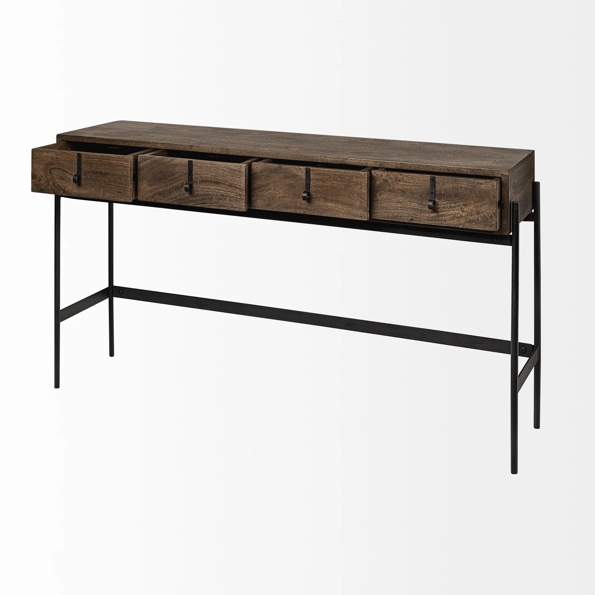 Rectangular Mango Wood Finish Console Table With 4 Drawers By Homeroots - Image 5