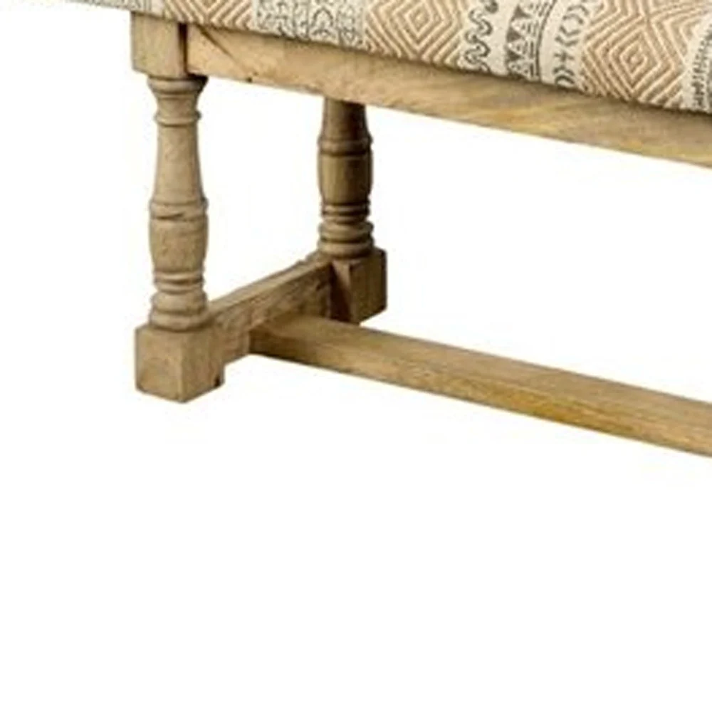 Rectangular Mango Wood Orange and Brown Upholstered Accent Bench By Homeroots - Image 5
