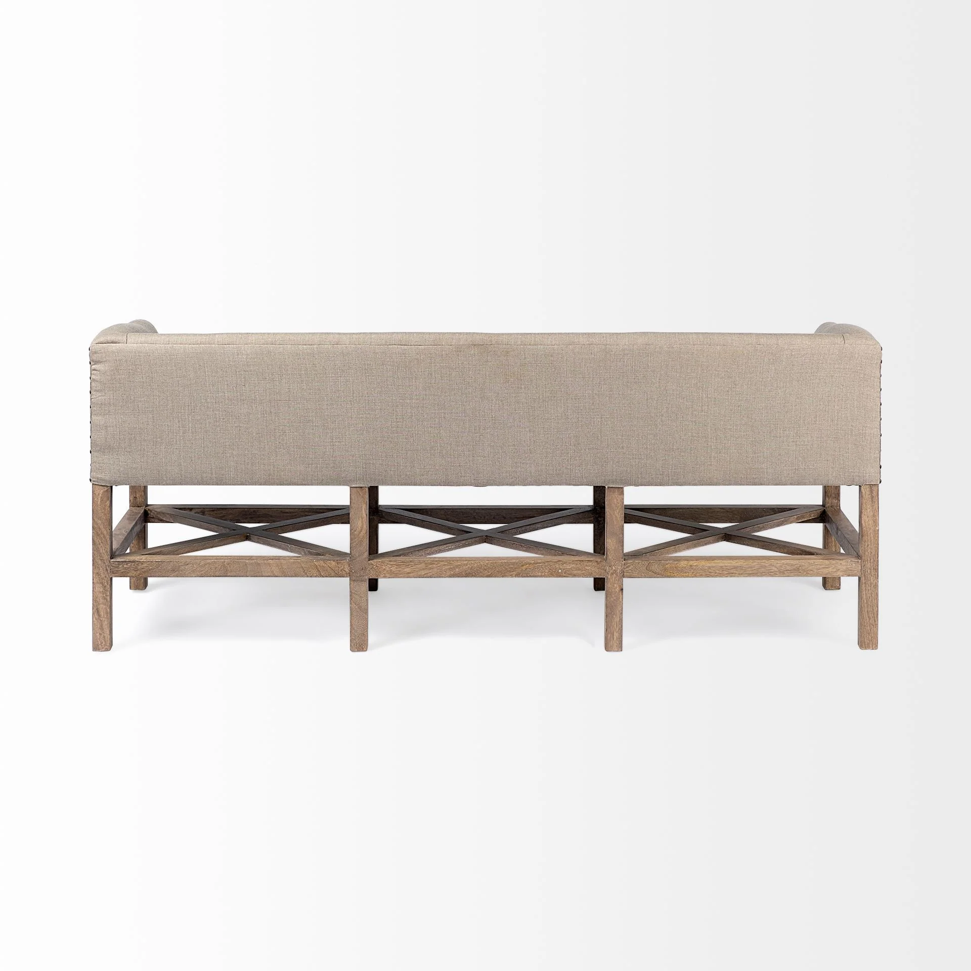 Rectangular Mango WoodLight Brown Finish W Beige Fabric Covered Seat Accent Bench By Homeroots - Image 3