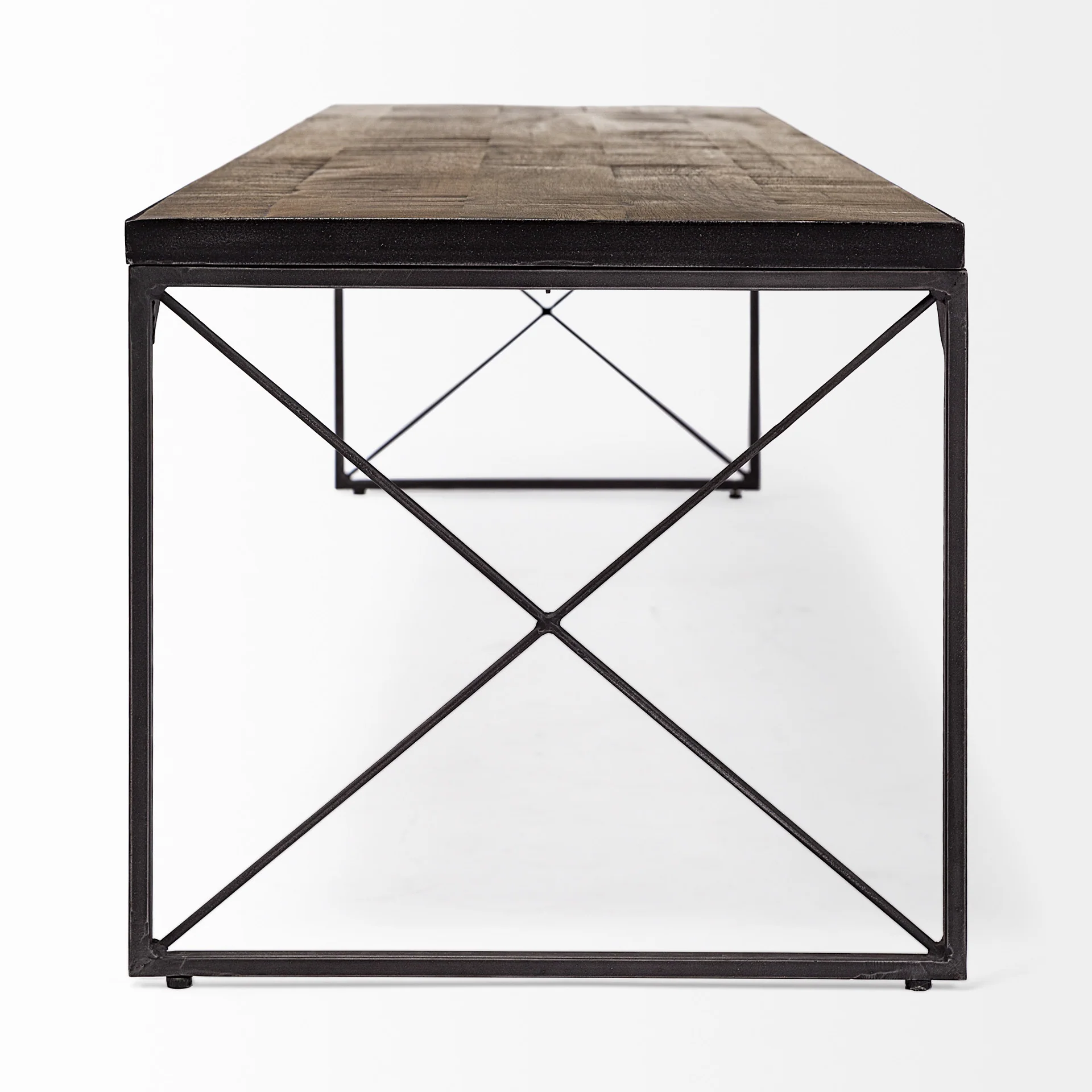 Rectangular Mango WoodMedium Brown Top And Black Iron Base Accent Bench By Homeroots - Image 4