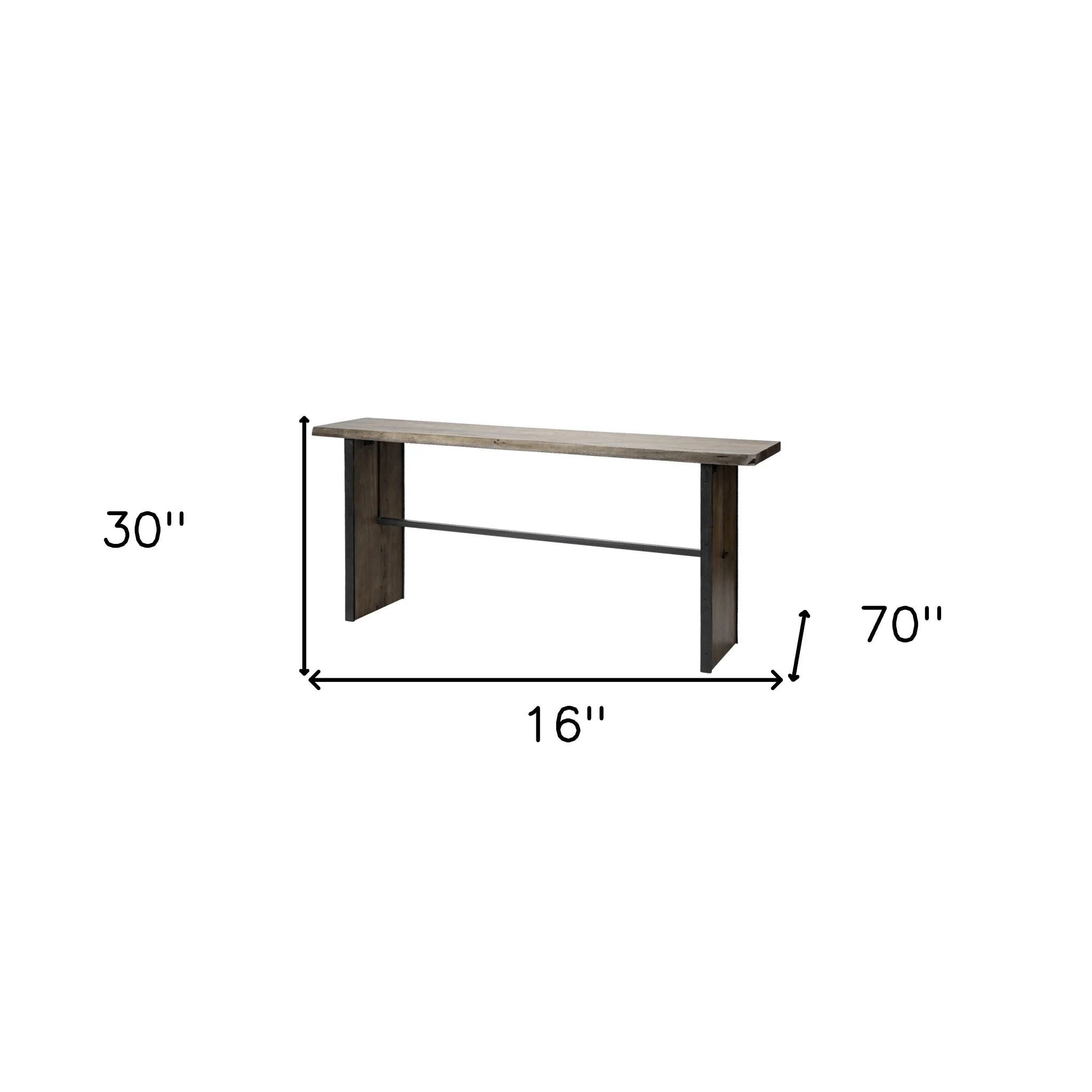 Rectangular Medium Brown Live Edge Mango Wood Console Table With Plank Like Legs By Homeroots - Image 2