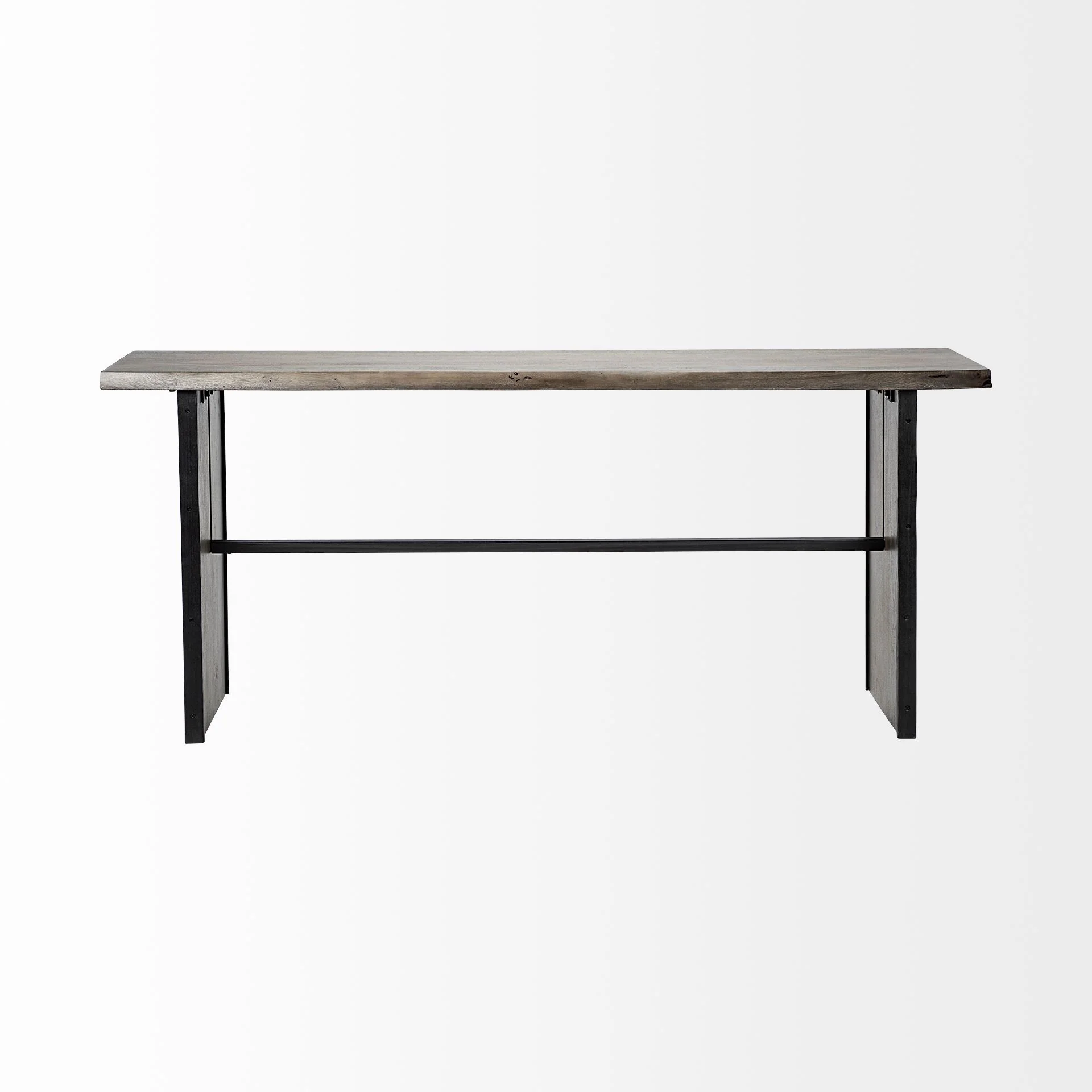 Rectangular Medium Brown Live Edge Mango Wood Console Table With Plank Like Legs By Homeroots - Image 3