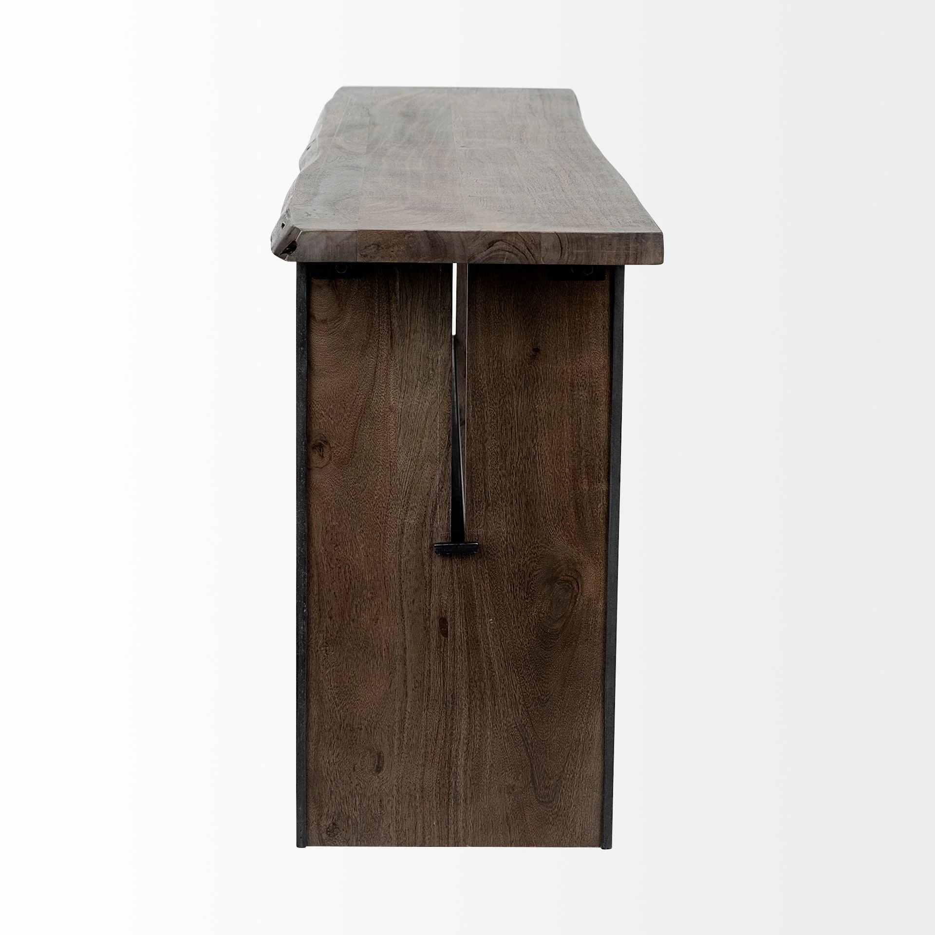 Rectangular Medium Brown Live Edge Mango Wood Console Table With Plank Like Legs By Homeroots - Image 4