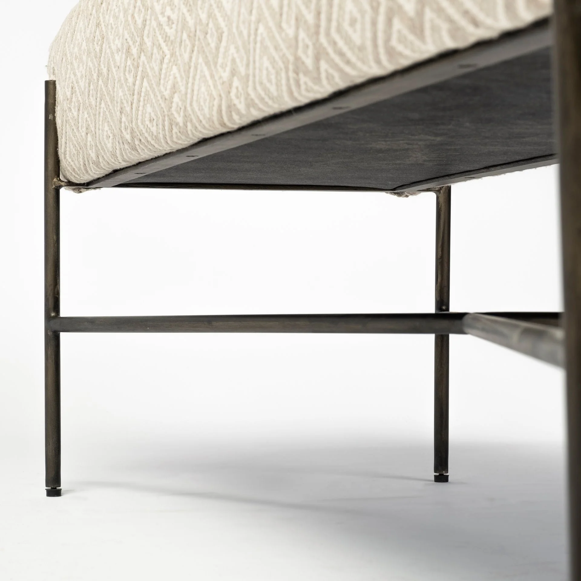 Rectangular MetalBlack Metal Base Cream Uphpolstry Accent Based By Homeroots - Image 5