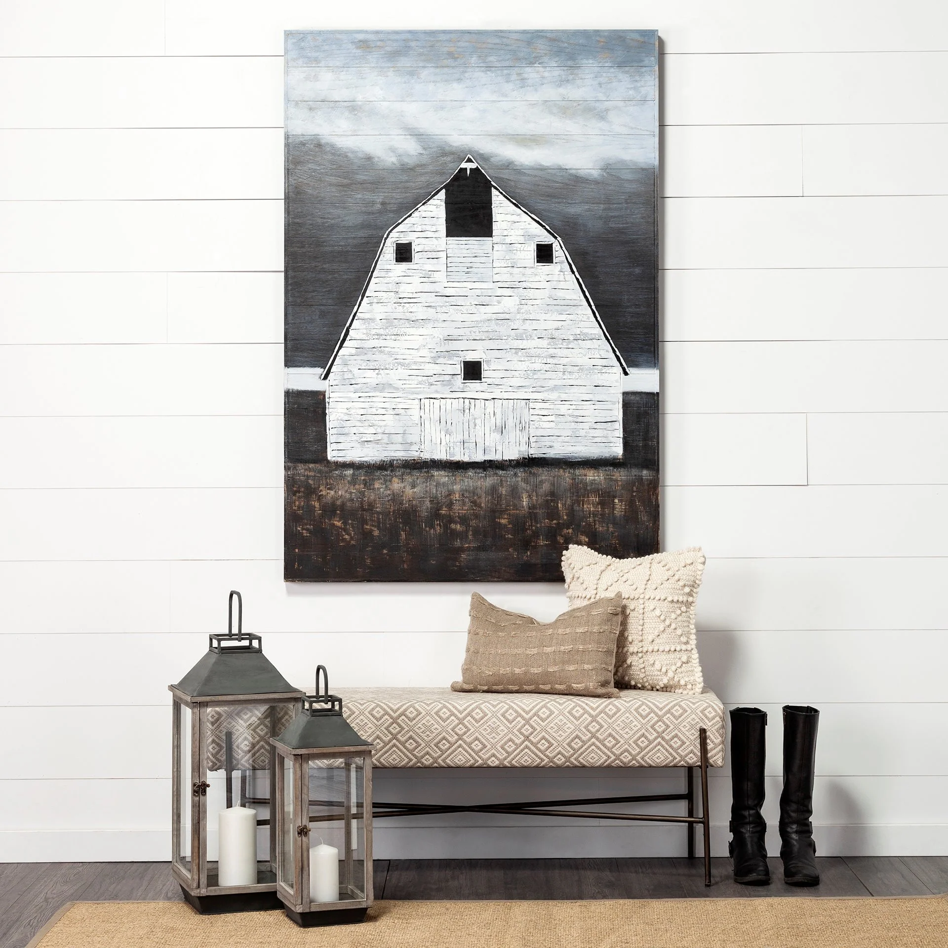 Rectangular MetalBlack Metal Base Cream Uphpolstry Accent Based By Homeroots - Image 6