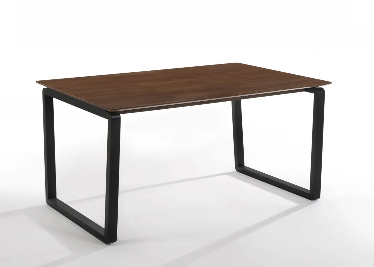 Rectangular Modern Walnut Finish Dining Table with Black Metal U shape legs By Homeroots - Image 2