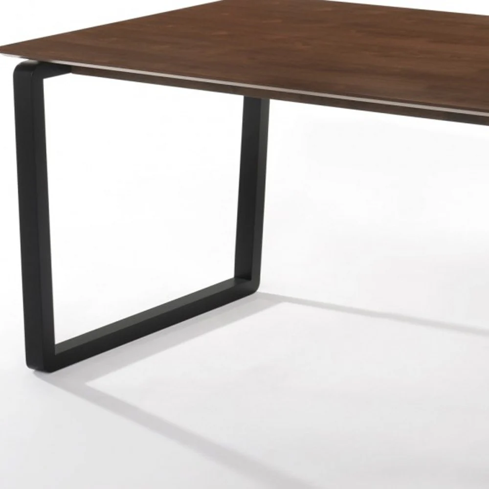 Rectangular Modern Walnut Finish Dining Table with Black Metal U shape legs By Homeroots - Image 3