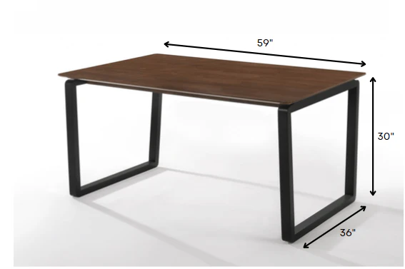 Rectangular Modern Walnut Finish Dining Table with Black Metal U shape legs By Homeroots - Image 5