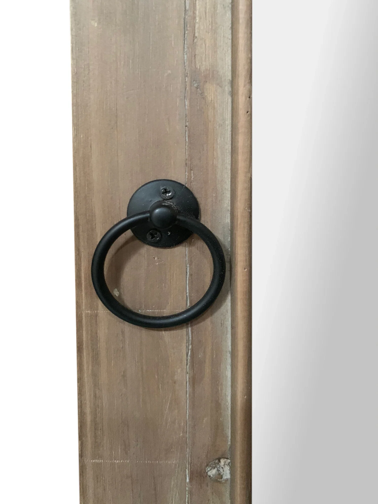 Rectangular Rustic Door Design Leaning Mirror with Door Hinge By Homeroots - Image 2