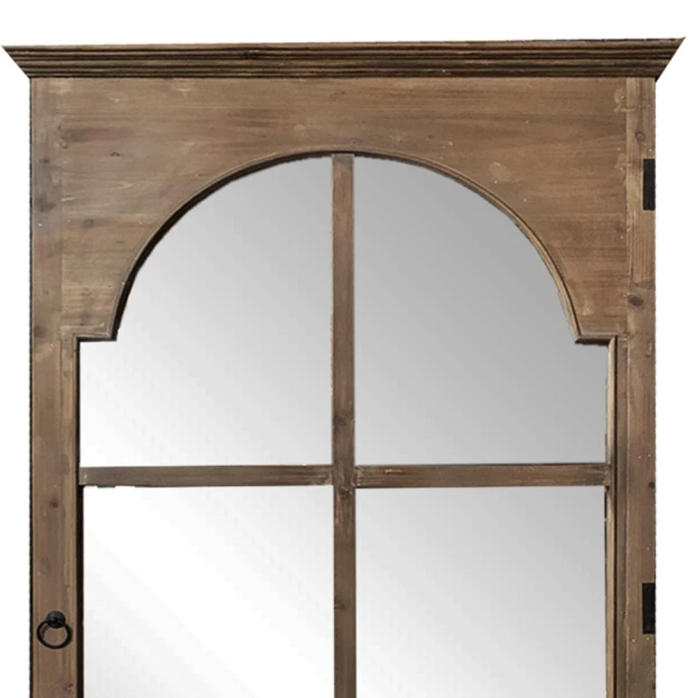 Rectangular Rustic Door Design Leaning Mirror with Door Hinge By Homeroots - Image 5