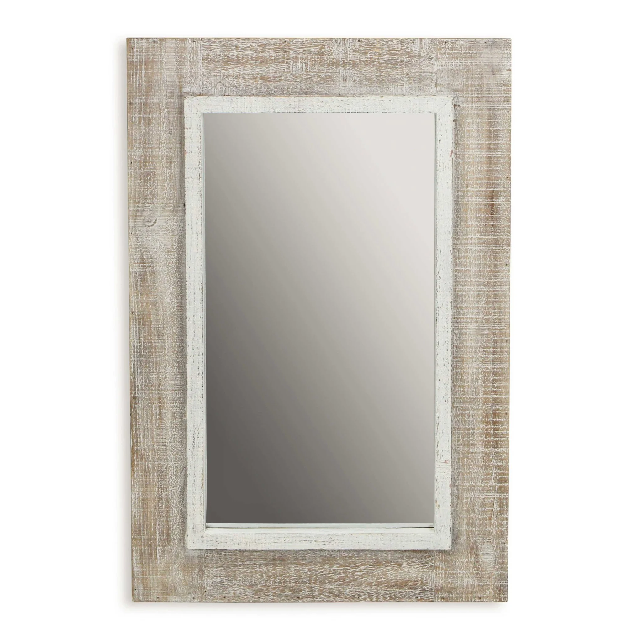 Rectangular Rustic White Wash Finish Wall Mirror By Homeroots - Image 4