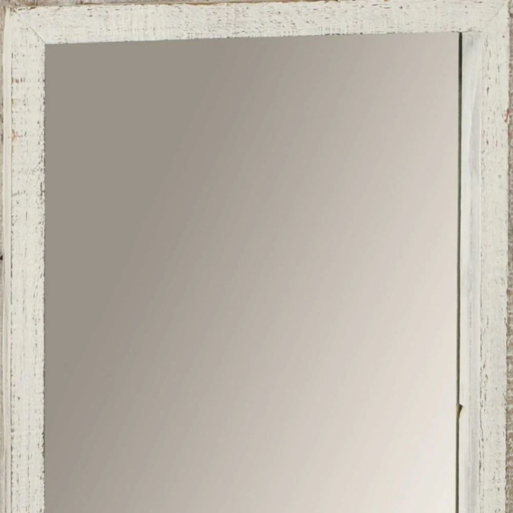 Rectangular Rustic White Wash Finish Wall Mirror By Homeroots - Image 6