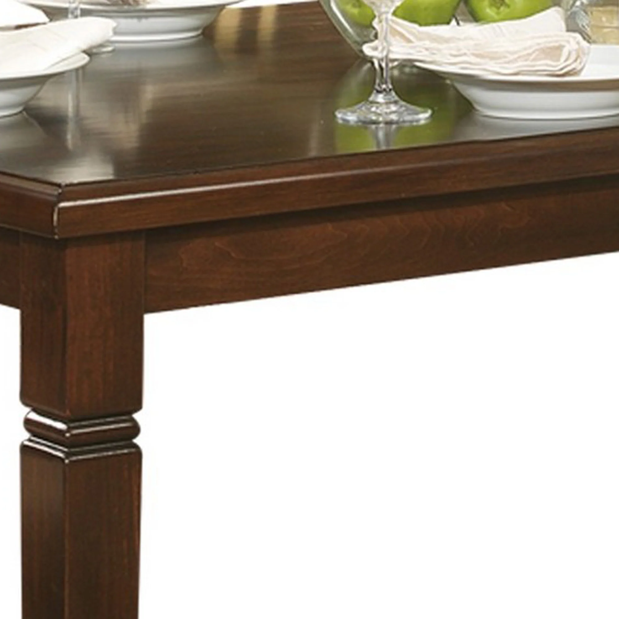 Rectangular Shape Wooden Dining Table With Tapered Legs, Oak Brown By Benzara - Image 2