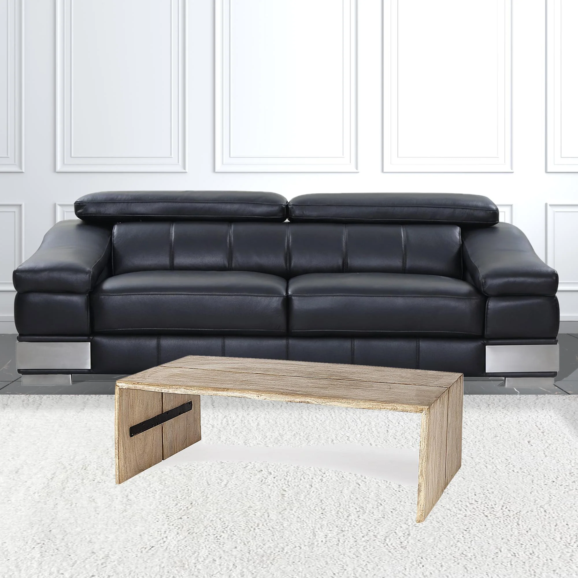 Rectangular Solid Wood Top and Base Coffee Table By Homeroots - Image 3
