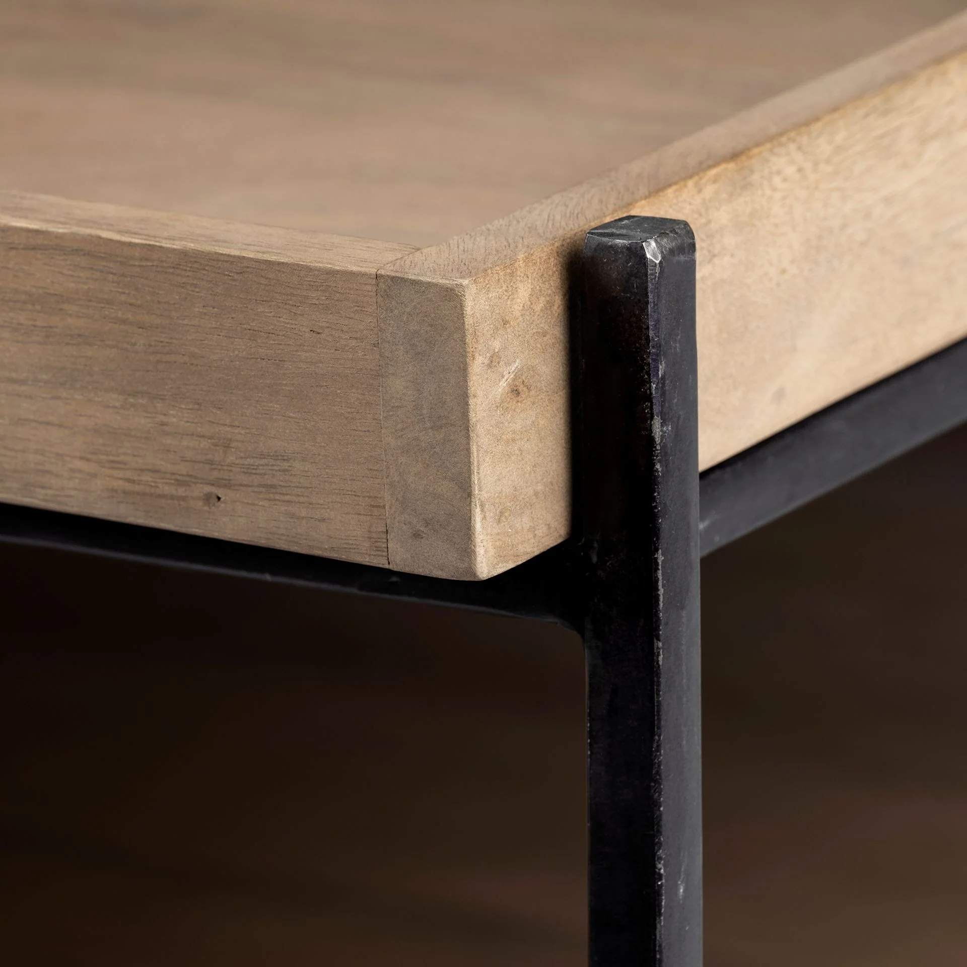 Rectangular Solid Wood Top Table and Black Metal Frame Two Tier Coffee Table By Homeroots - Image 3