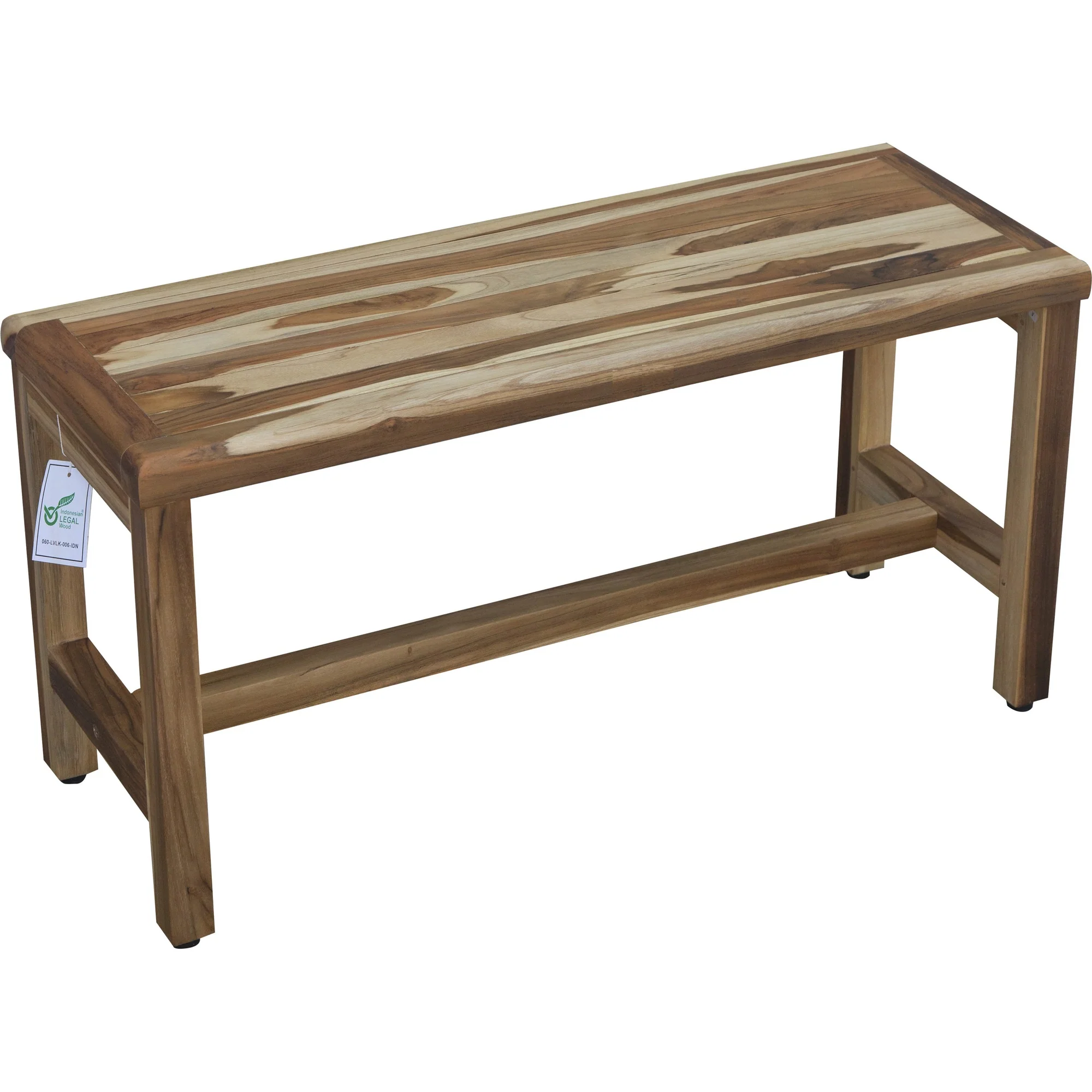 Rectangular Teak Shower Bench in Natural Finish By Homeroots - Image 2