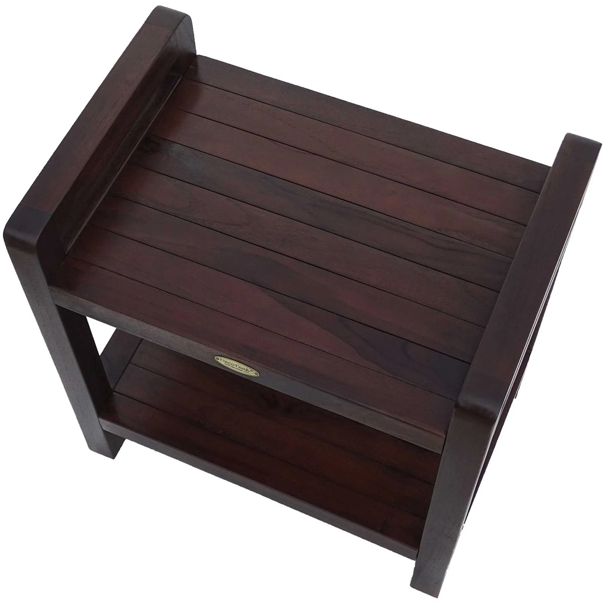 Rectangular Teak Shower Bench with Handles in Brown Finish By Homeroots - Image 2
