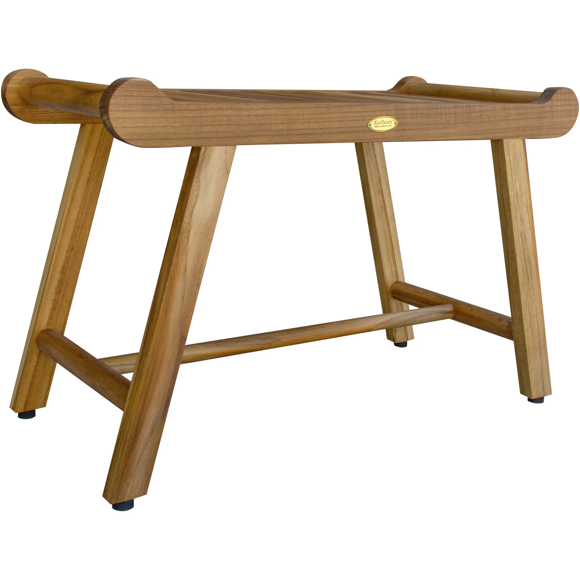 Rectangular Teak Shower Bench with Handles in Natural Finish By Homeroots - 376724 - Image 3