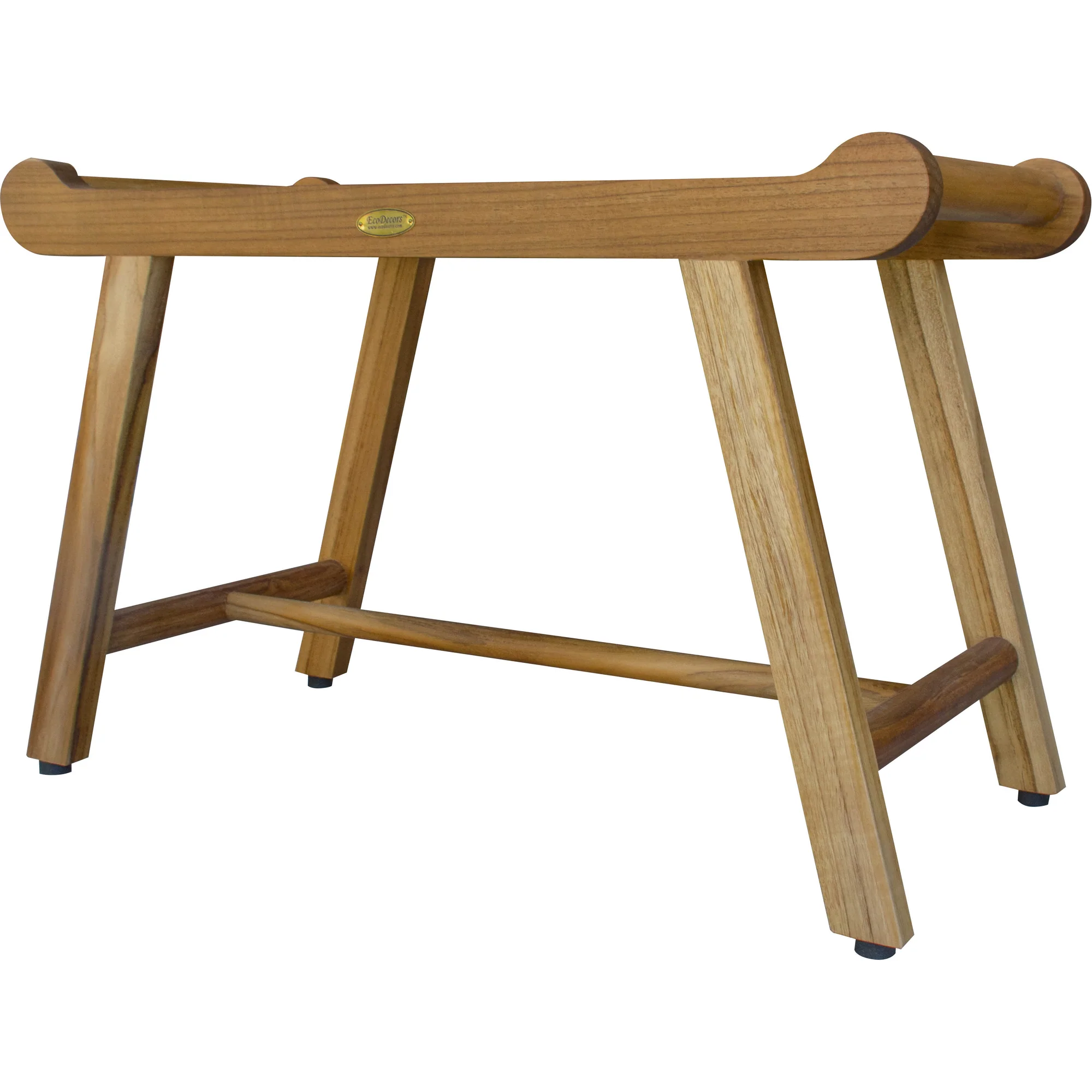Rectangular Teak Shower Bench with Handles in Natural Finish By Homeroots - 376724 - Image 4