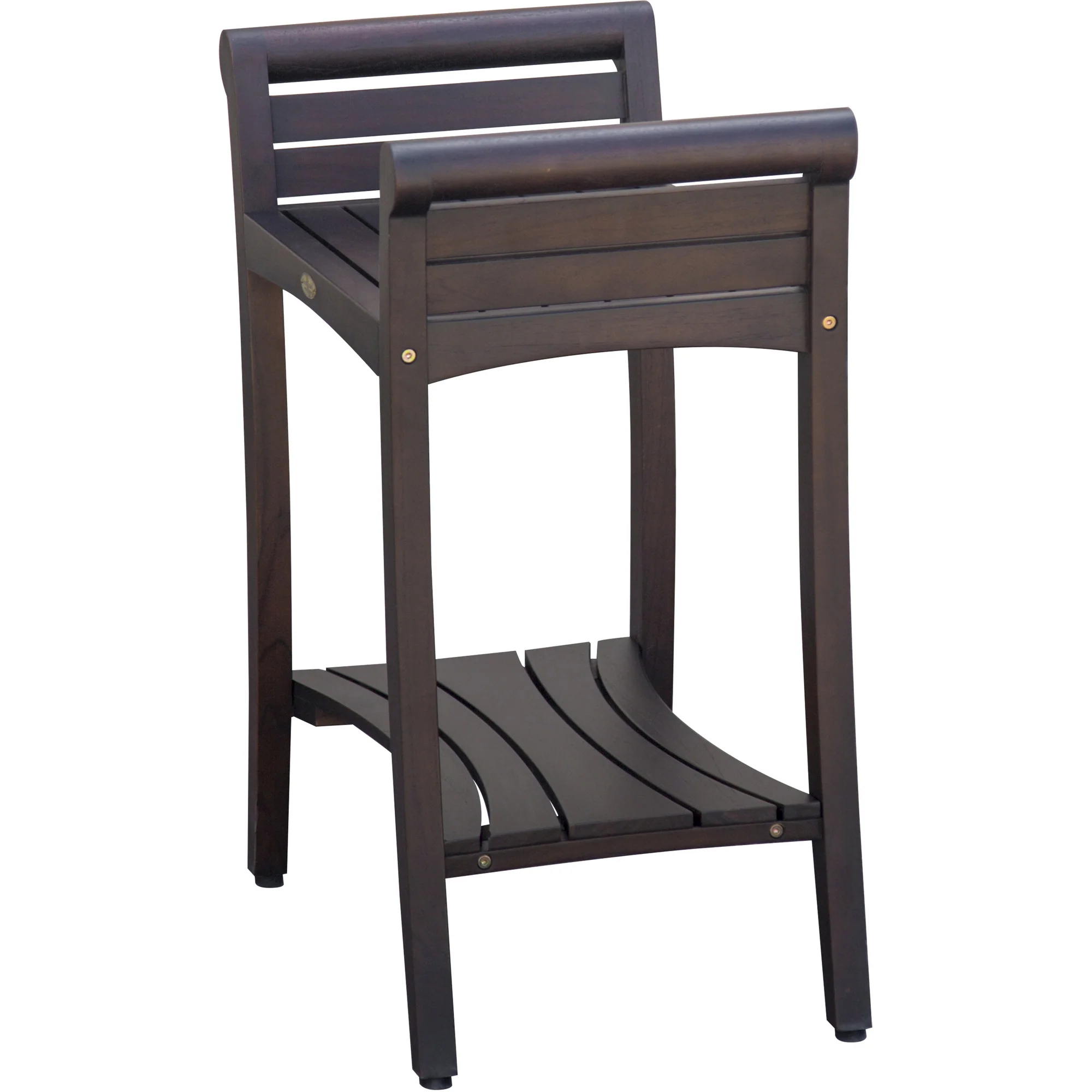 Rectangular Teak Shower Bench with Shelf and Handles in Brown Finish By Homeroots - Image 4