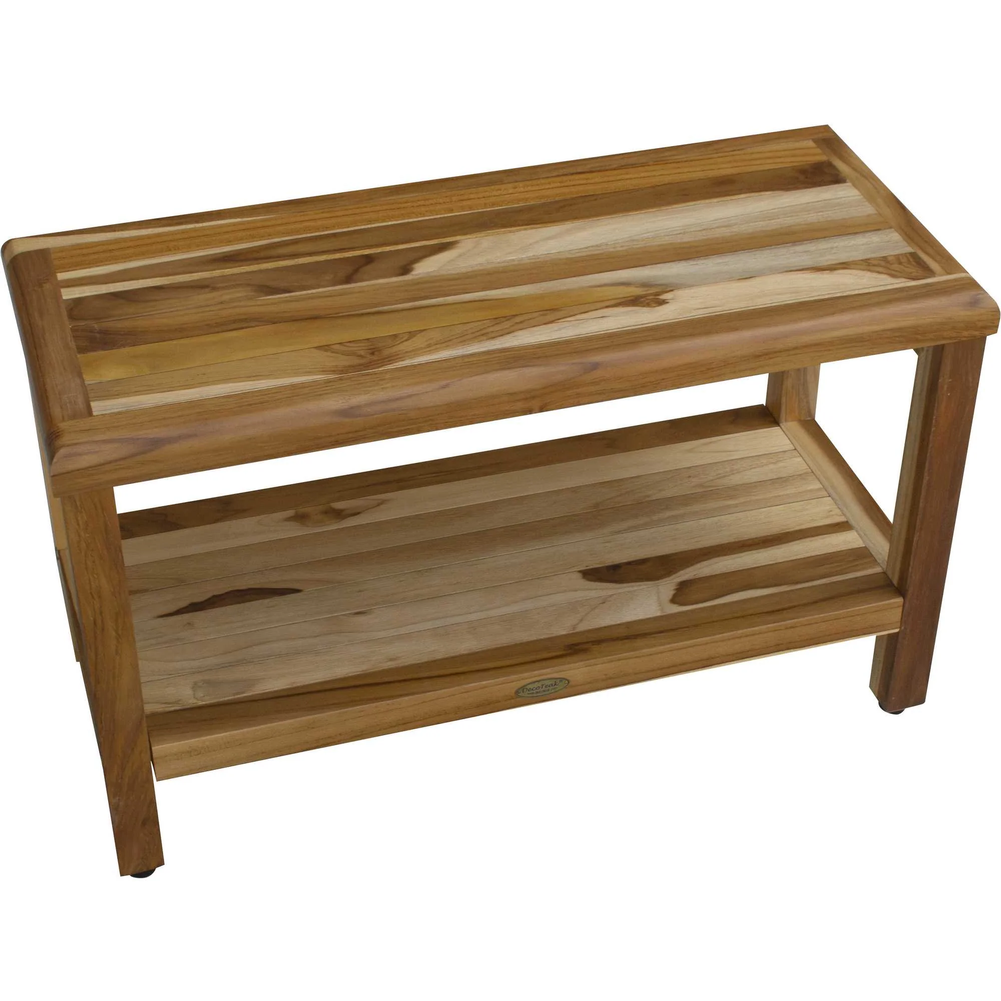 Rectangular Teak Shower Bench with Shelf in Natural Finish By Homeroots - 376698 - Image 2