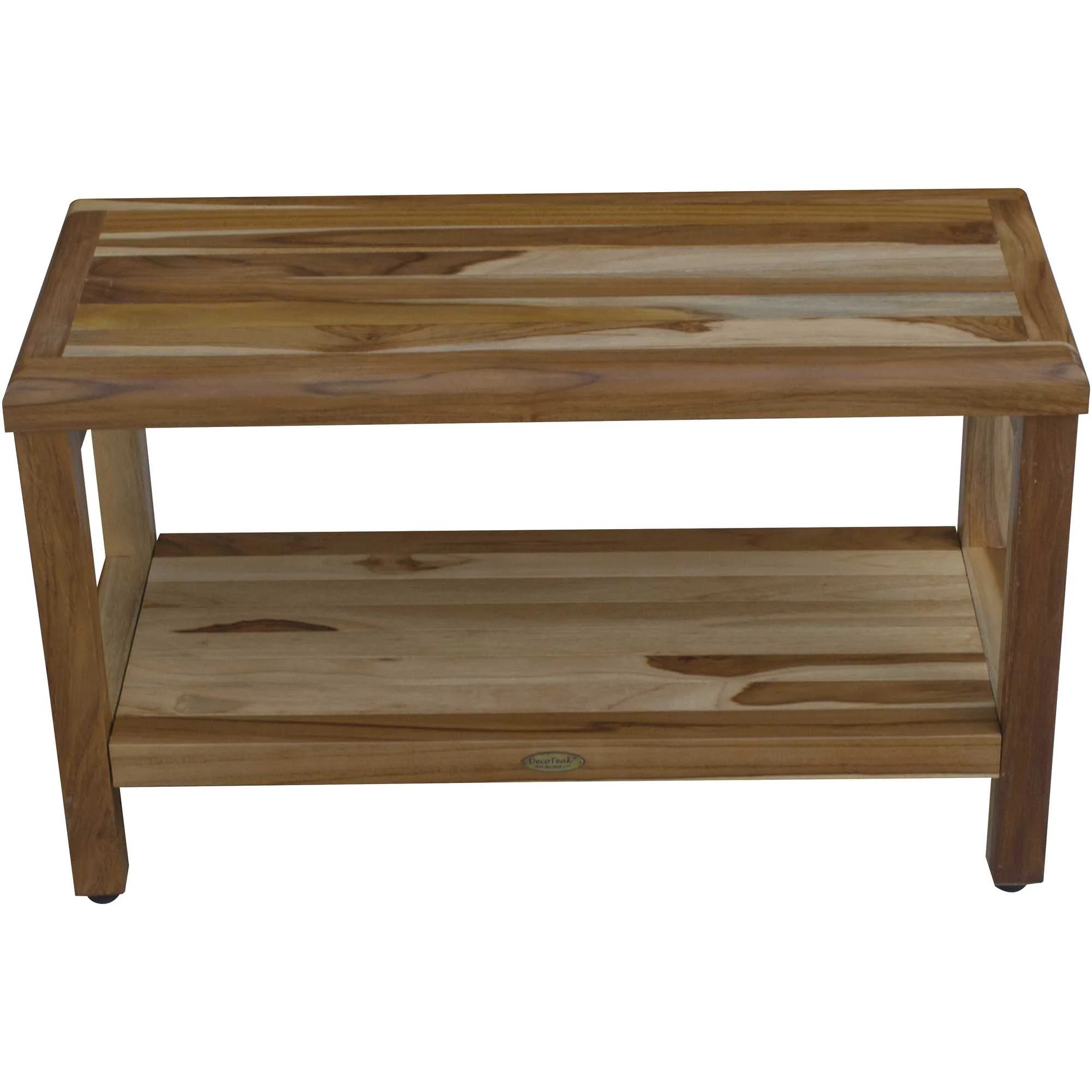 Rectangular Teak Shower Bench with Shelf in Natural Finish By Homeroots - 376698 - Image 3