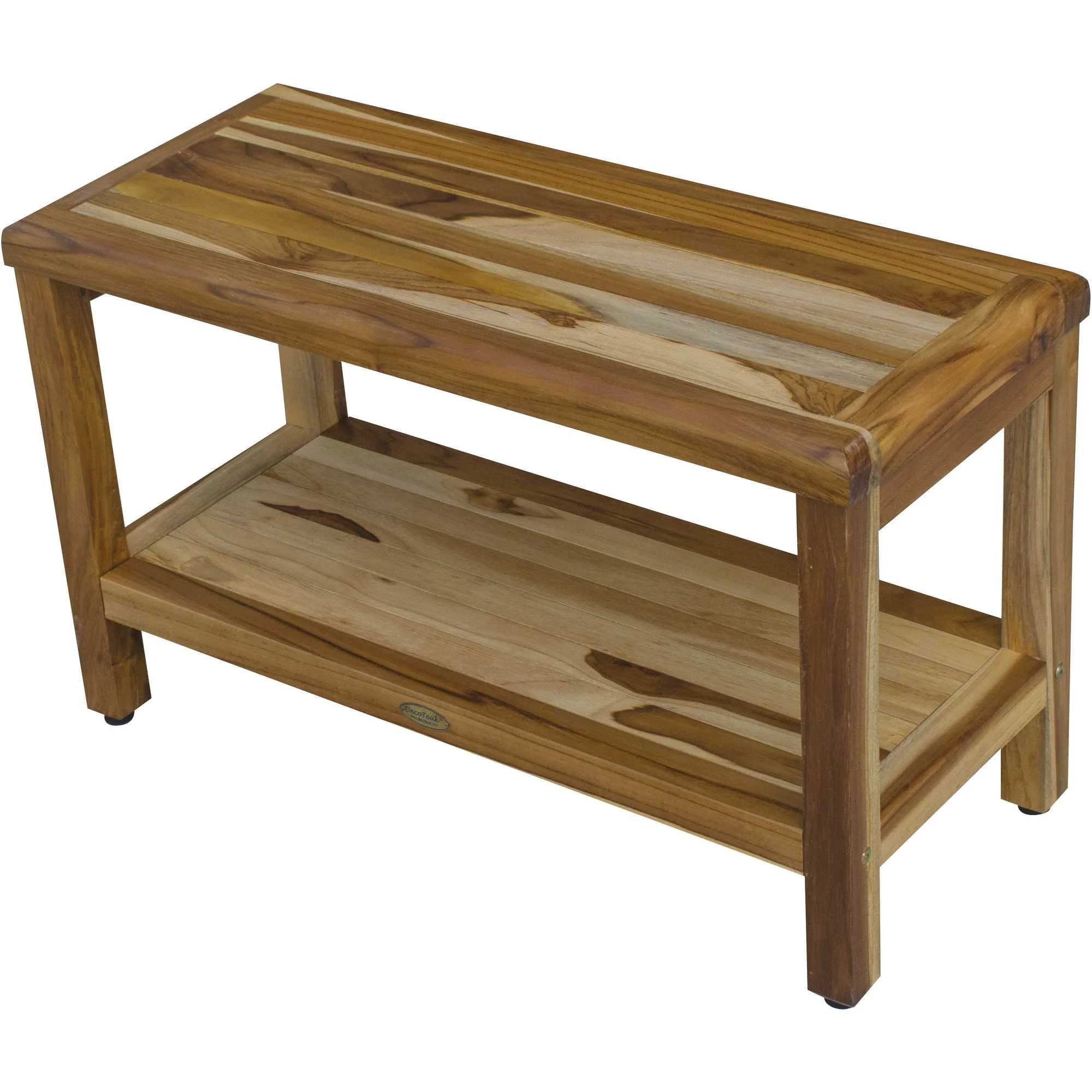 Rectangular Teak Shower Bench with Shelf in Natural Finish By Homeroots - 376698 - Image 4