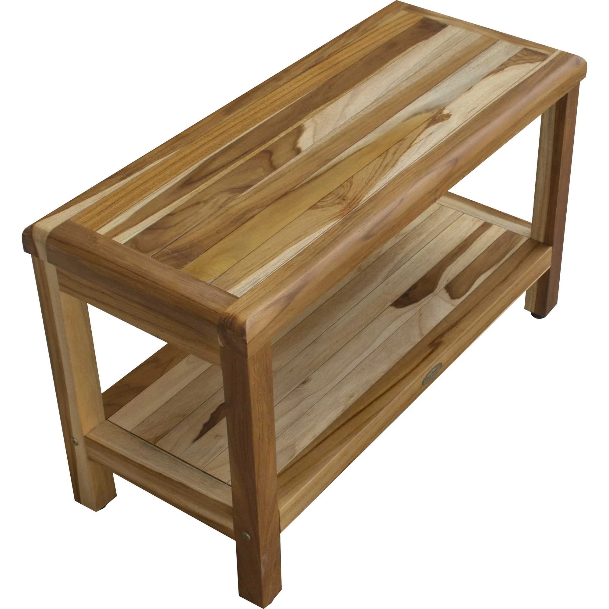 Rectangular Teak Shower Bench with Shelf in Natural Finish By Homeroots - 376698 - Image 5