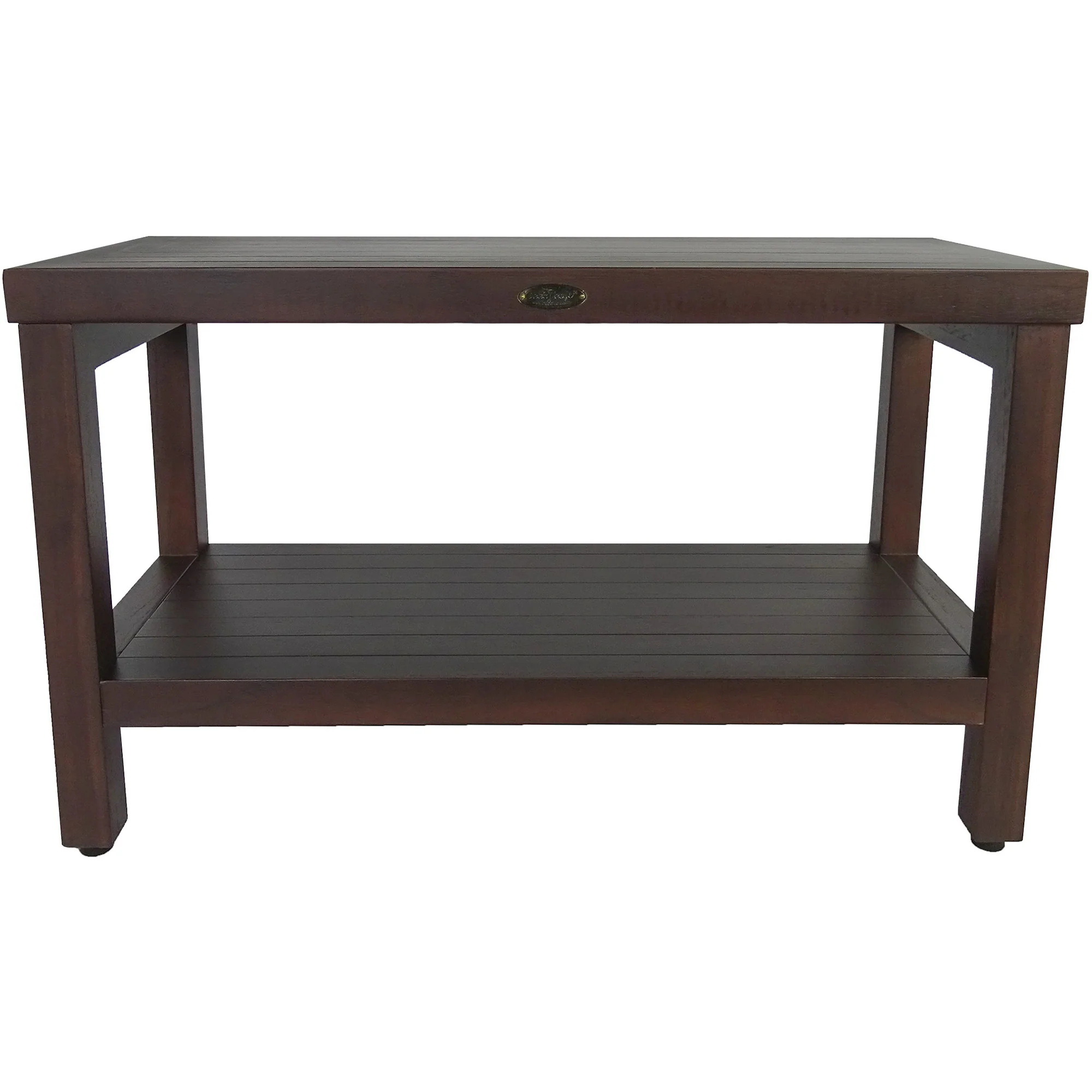 Rectangular Teak Shower Stool or Bench with Shelf in Brown Finish By Homeroots - Image 4