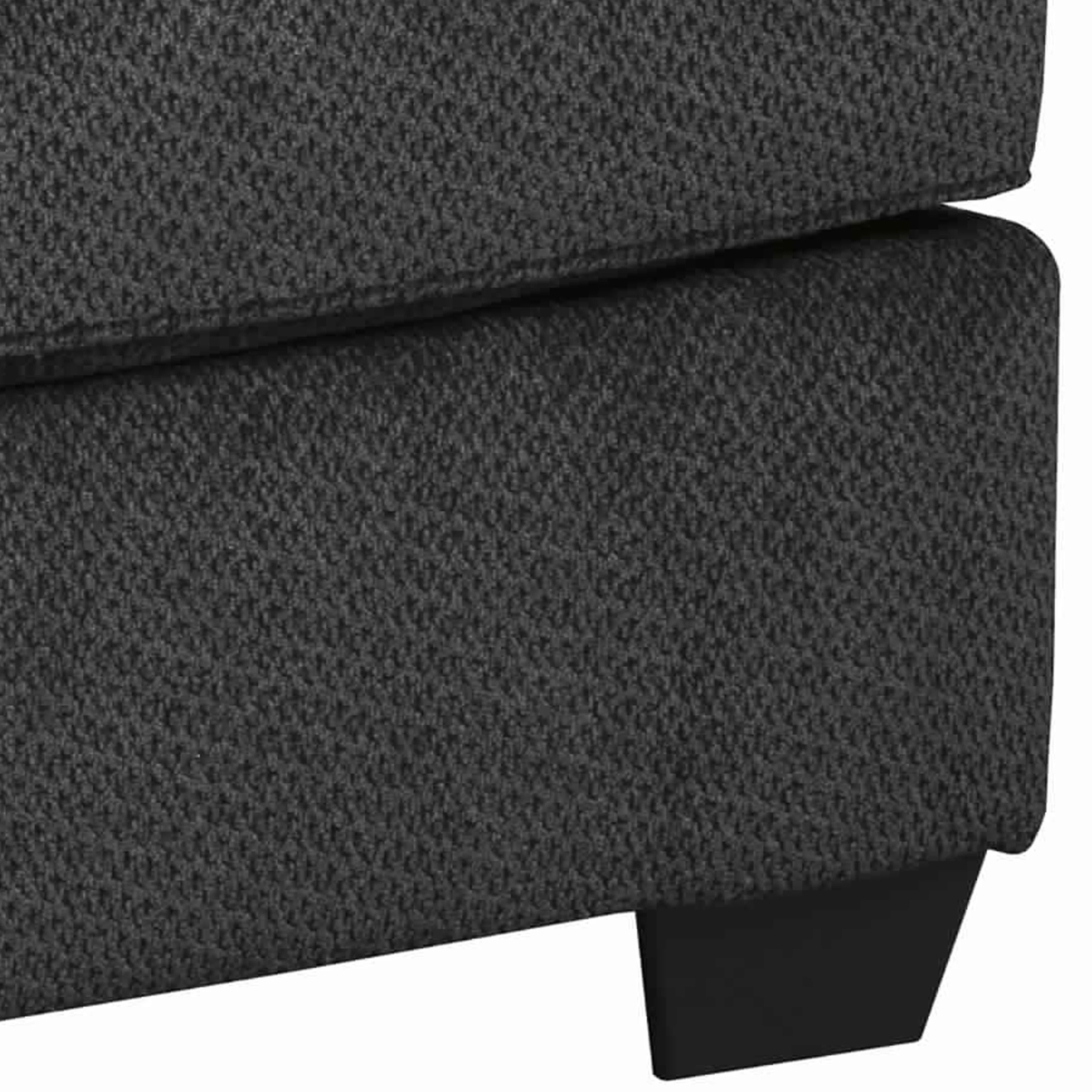 Rectangular Textured Fabric Upholstered Ottoman, Charcoal Gray By Benzara - Image 2